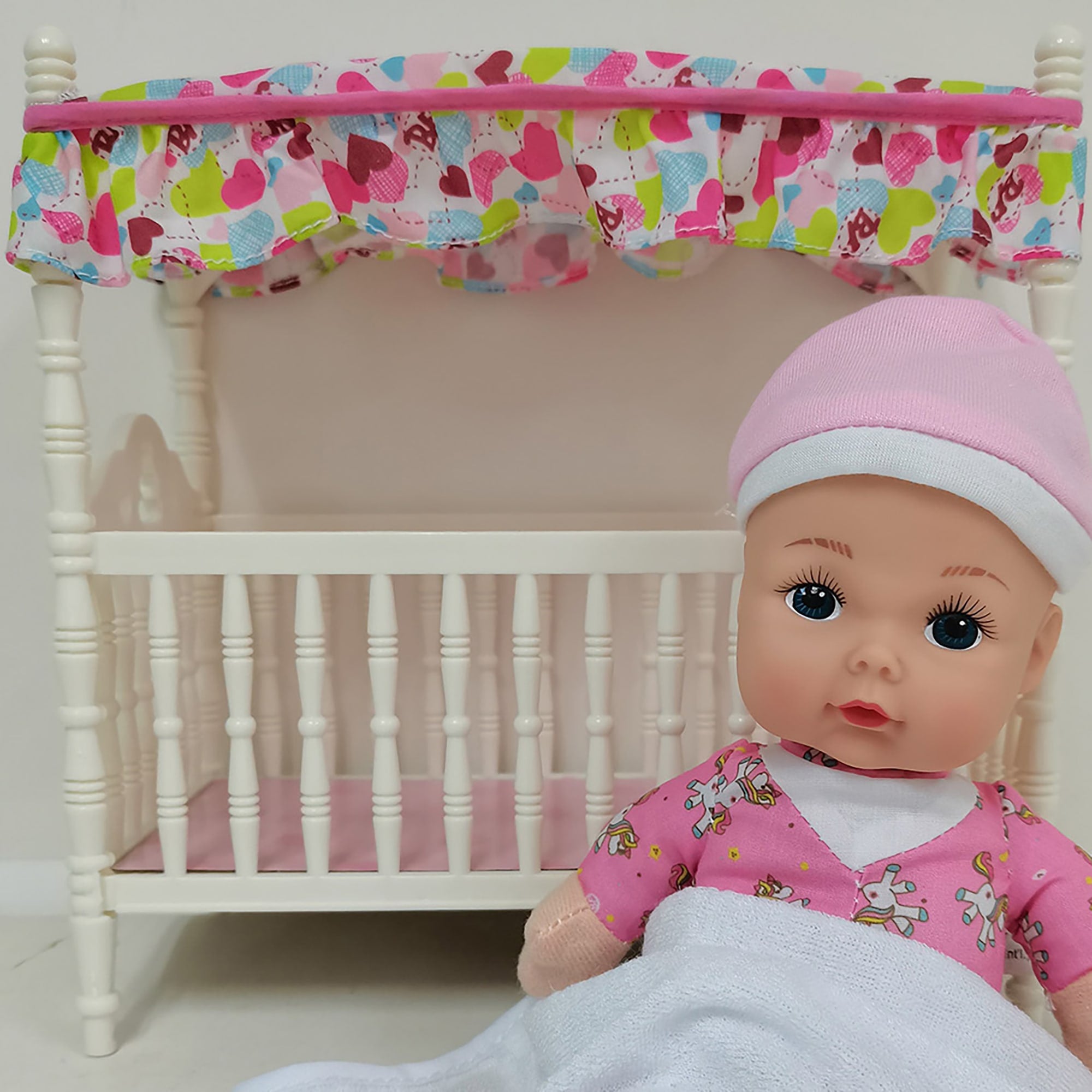 Baby's First Canopy Crib with Toy Doll - All Ages
