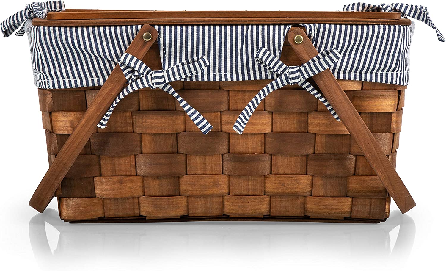 Picnic Time Kansas Handwoven Wood Picnic Basket