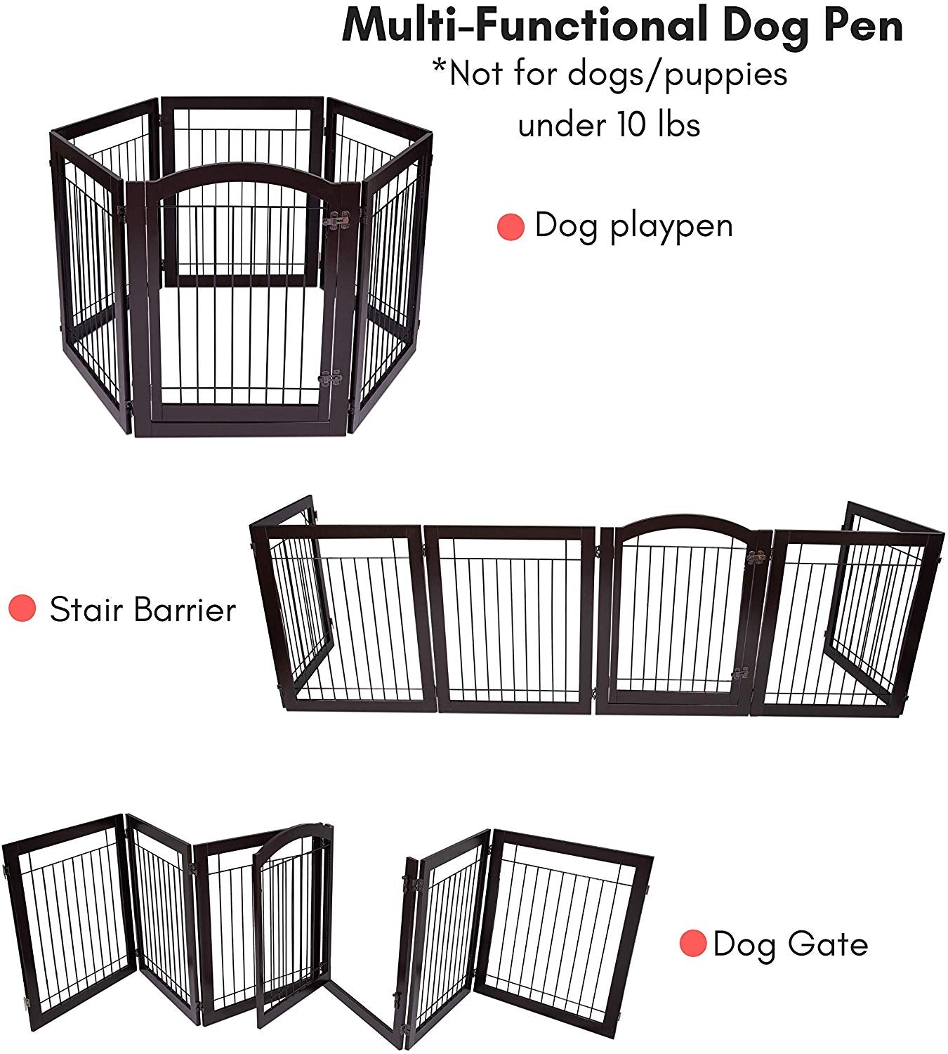 BirdRock Home Indoor Dog Gate with Door - 6 Panel - 30