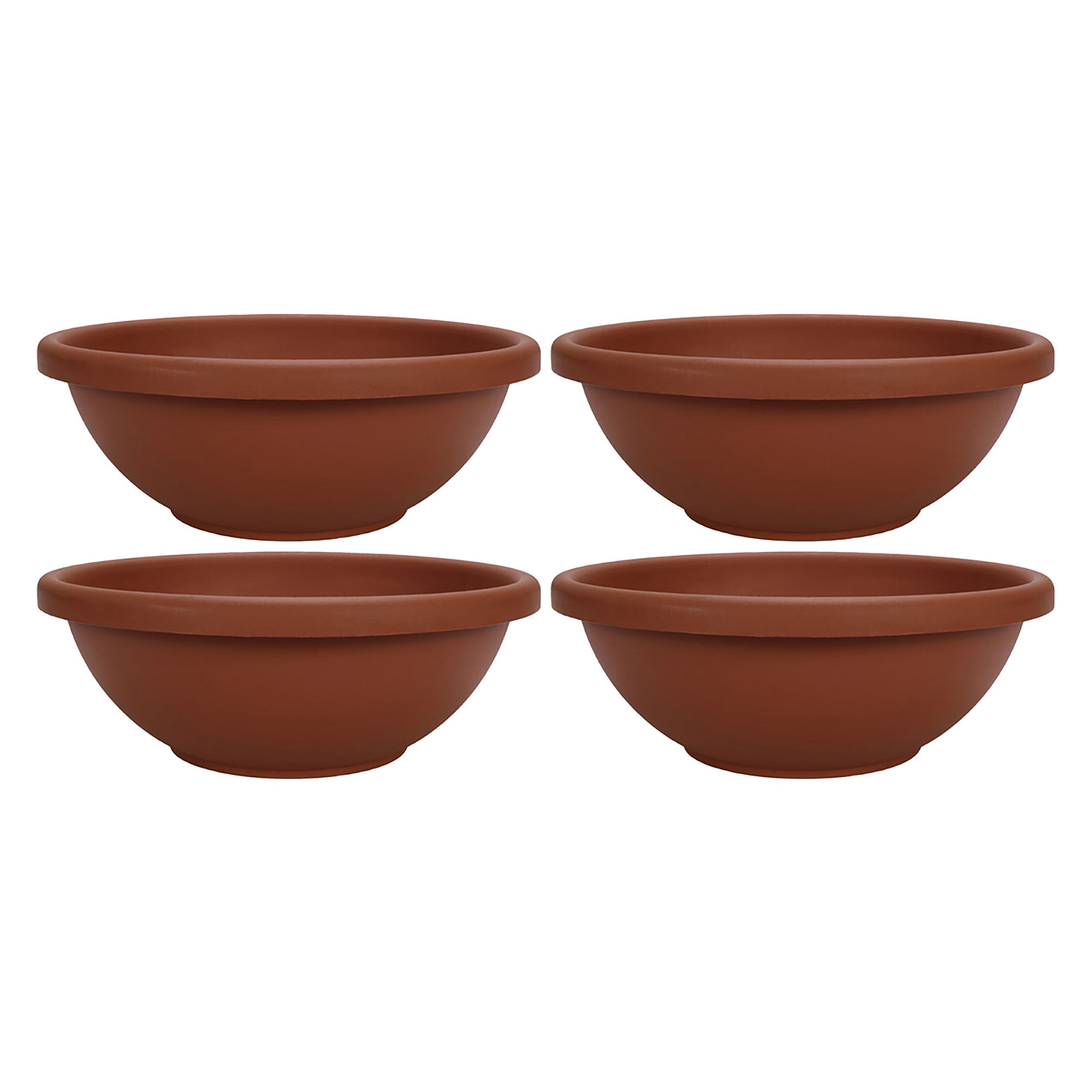 HC Companies 18 Inch Resin Garden Bowl Planter Pot, Terra Cotta (4 Pack)