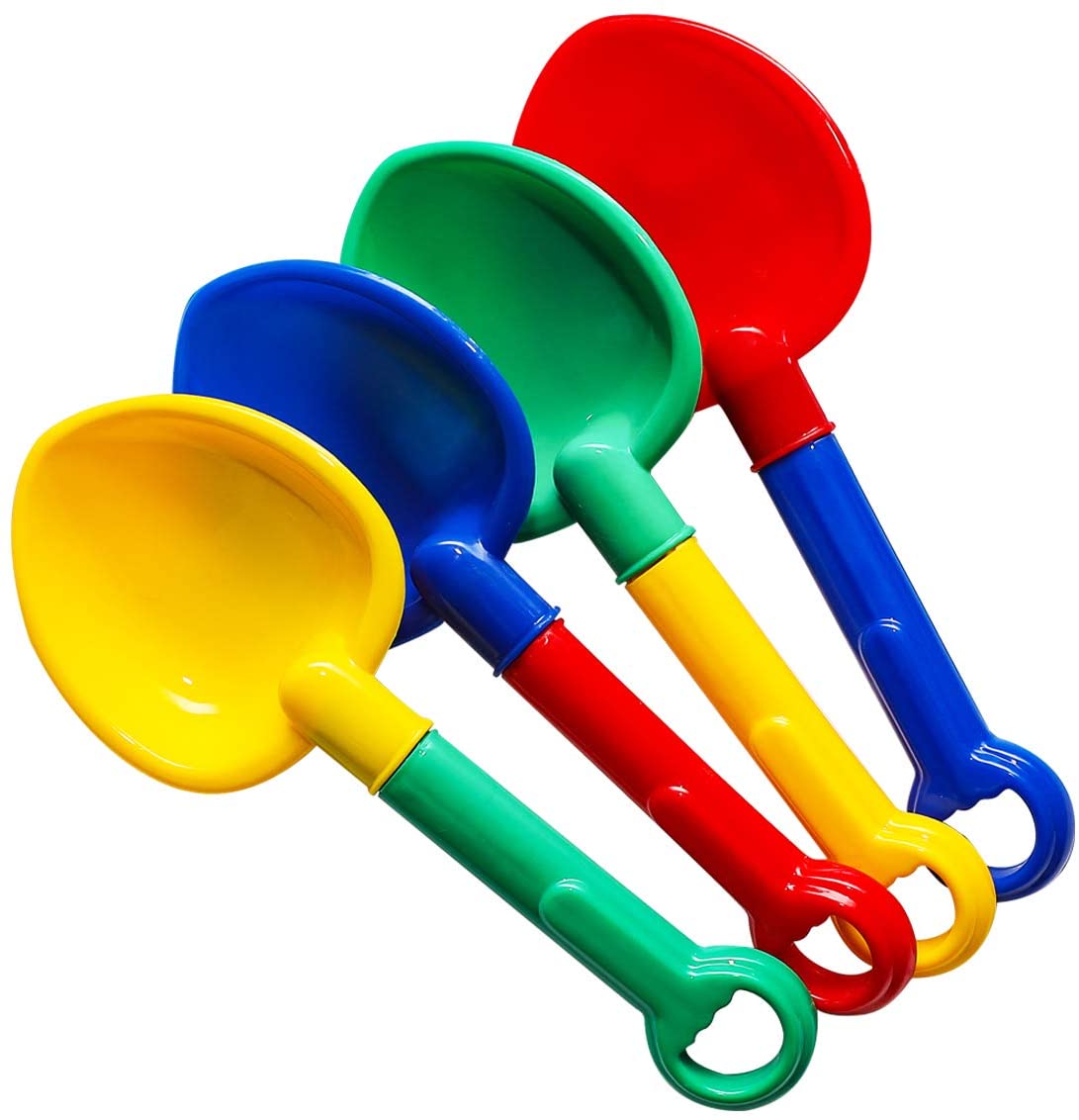 10''Sand Shovels,Multi-Color Sand Scoop Plastic Shovels,Beach Shovels for Boys and Girl- 4 Pack