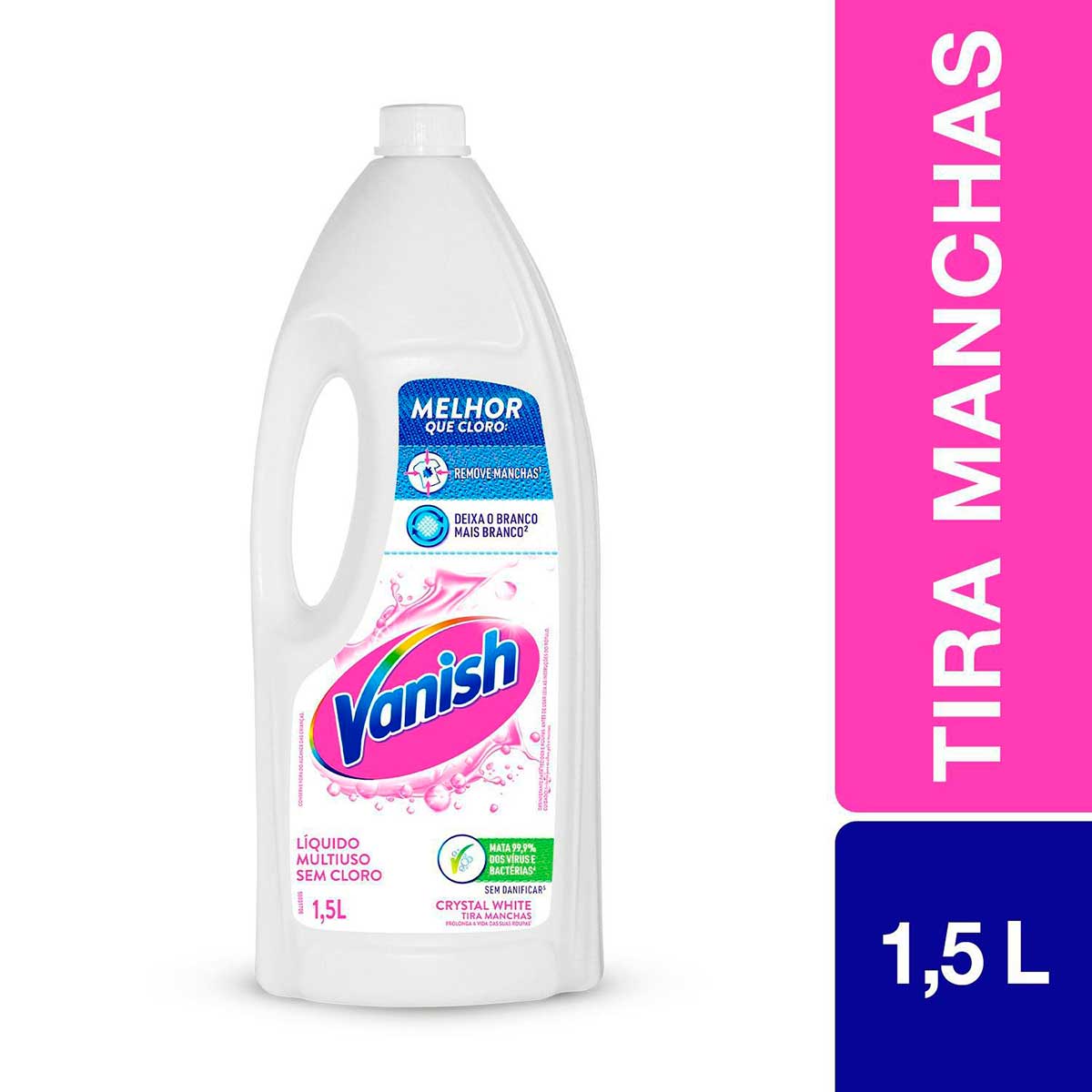 Tira Manchas Vanish Liquido Crystal White para roupas brancas 1,5L