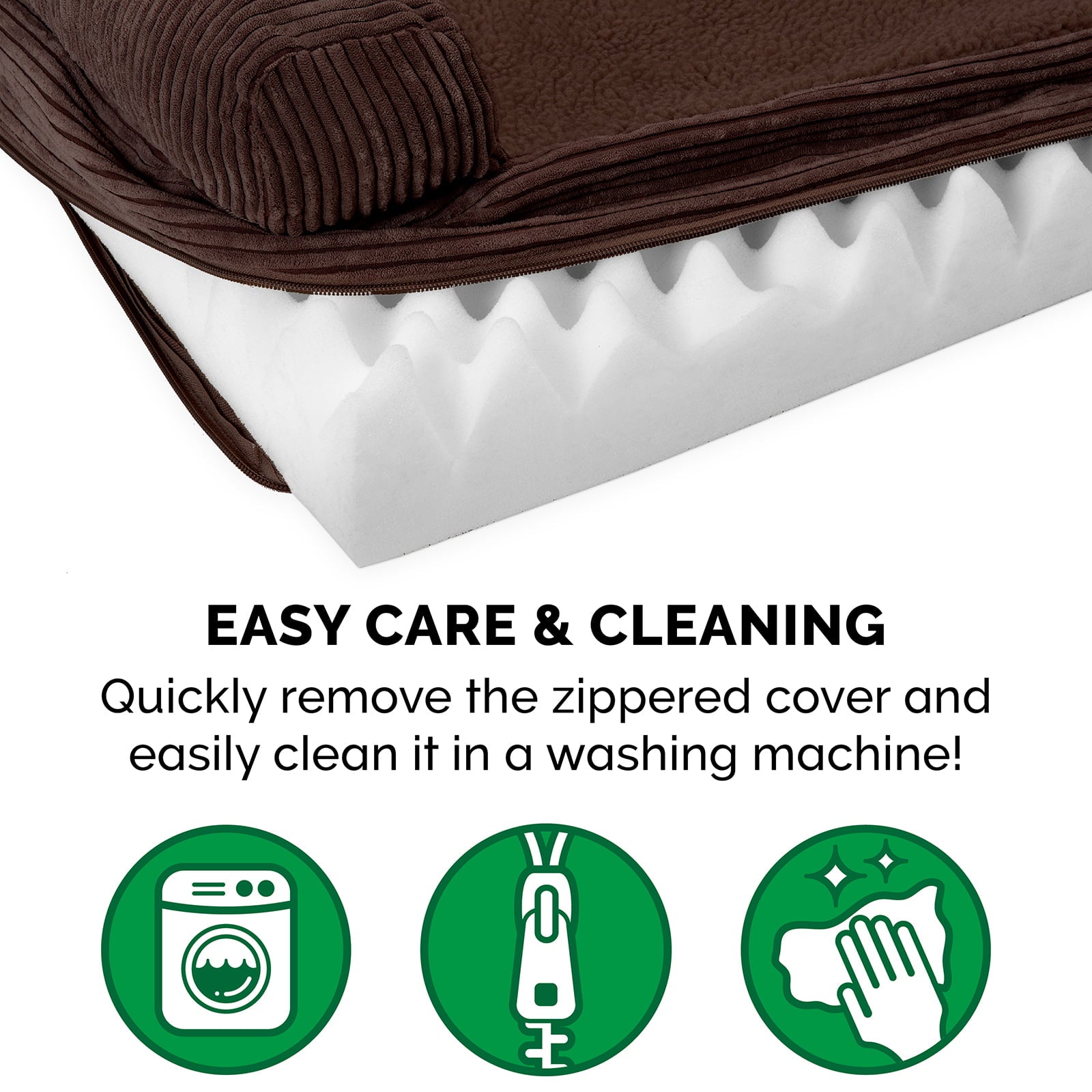 FurHaven Pet Products Deluxe Orthopedic Faux Fleece Couch Pet Bed for Dogs and Cats， Espresso， Small