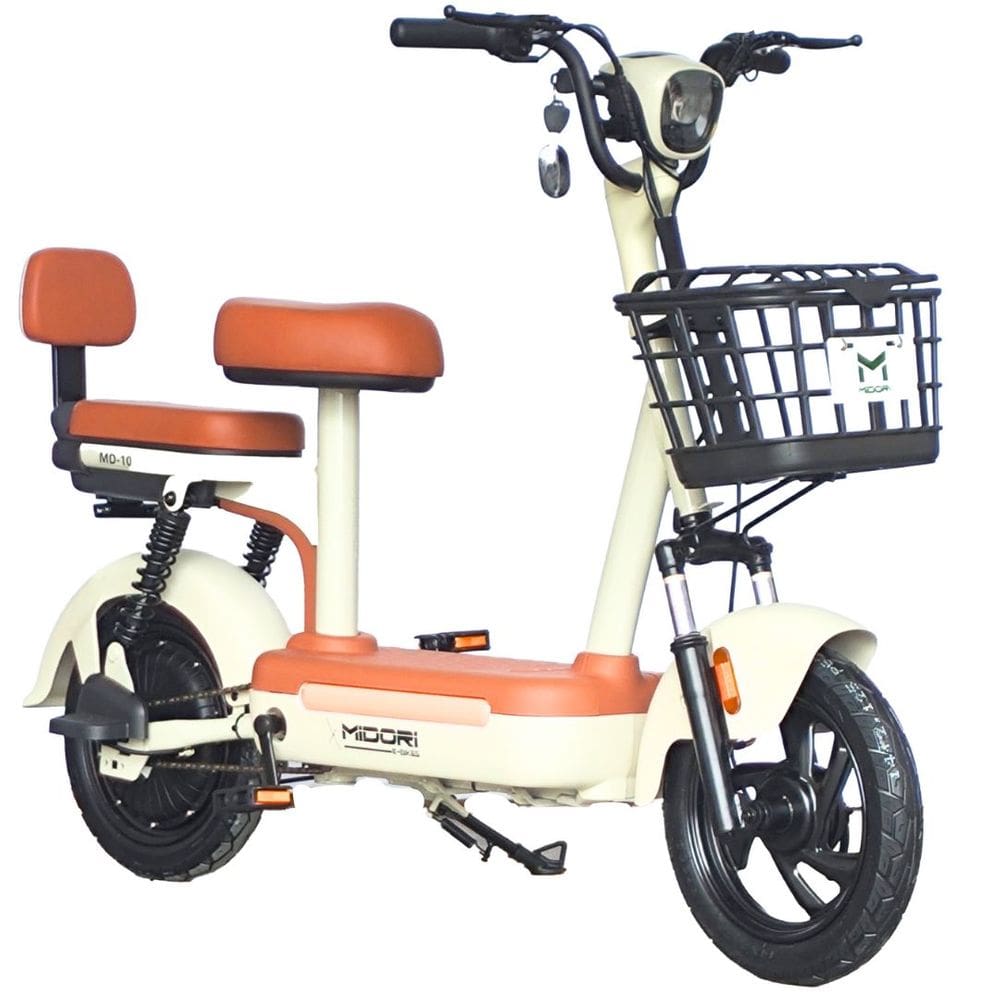 Bicicleta Elétrica Scooter Autopropelida com Alarme 500W 48V MD-10 Bege Midori