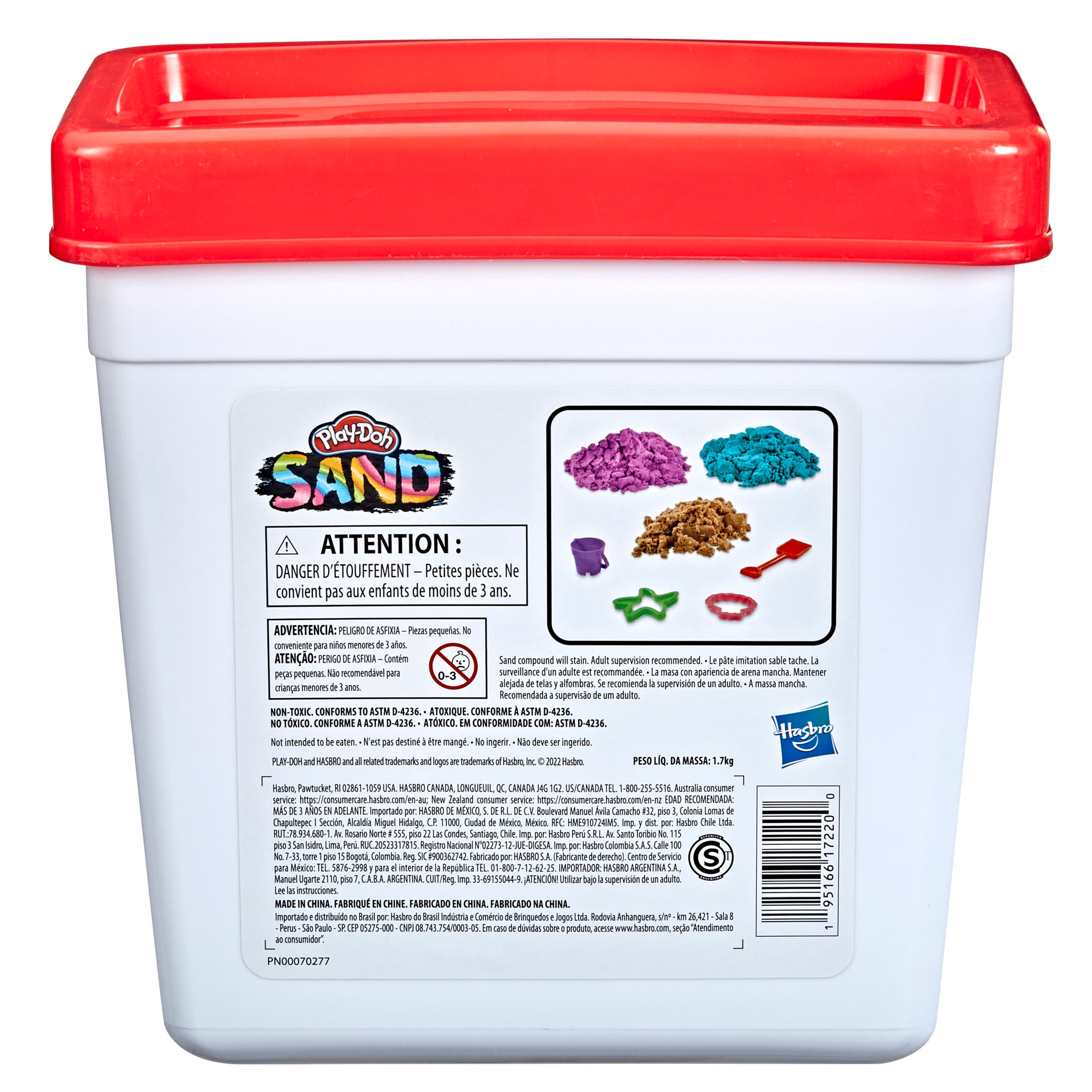 Play-Doh Sand Bucket for Kids 3 Years and Up with 3.75 Pounds of Compound and 4 Tools
