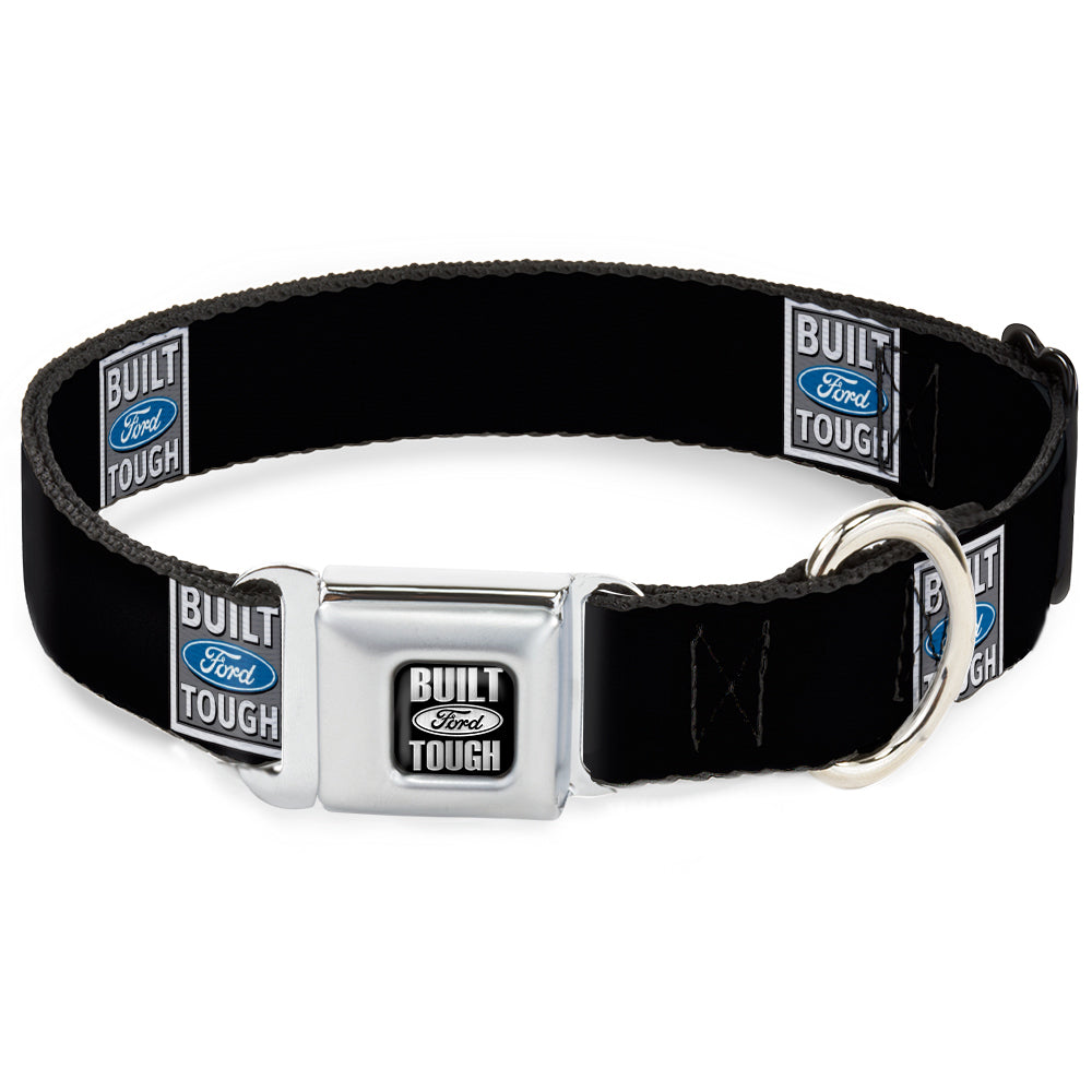 Ford Pet Collar， Dog Collar Metal Seatbelt Buckle， Built Ford Tough Logo Repeat， 15 to 24 Inches 1.0 Inch Wide