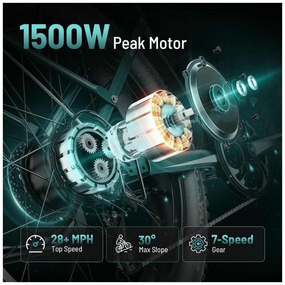 Bicicleta Elétrica Jasion EB5 MAX para Adultos com Motor de Pico de 1500W, Bateria de 48V 15Ah 720Wh, Bicicleta Elétrica de Montanha