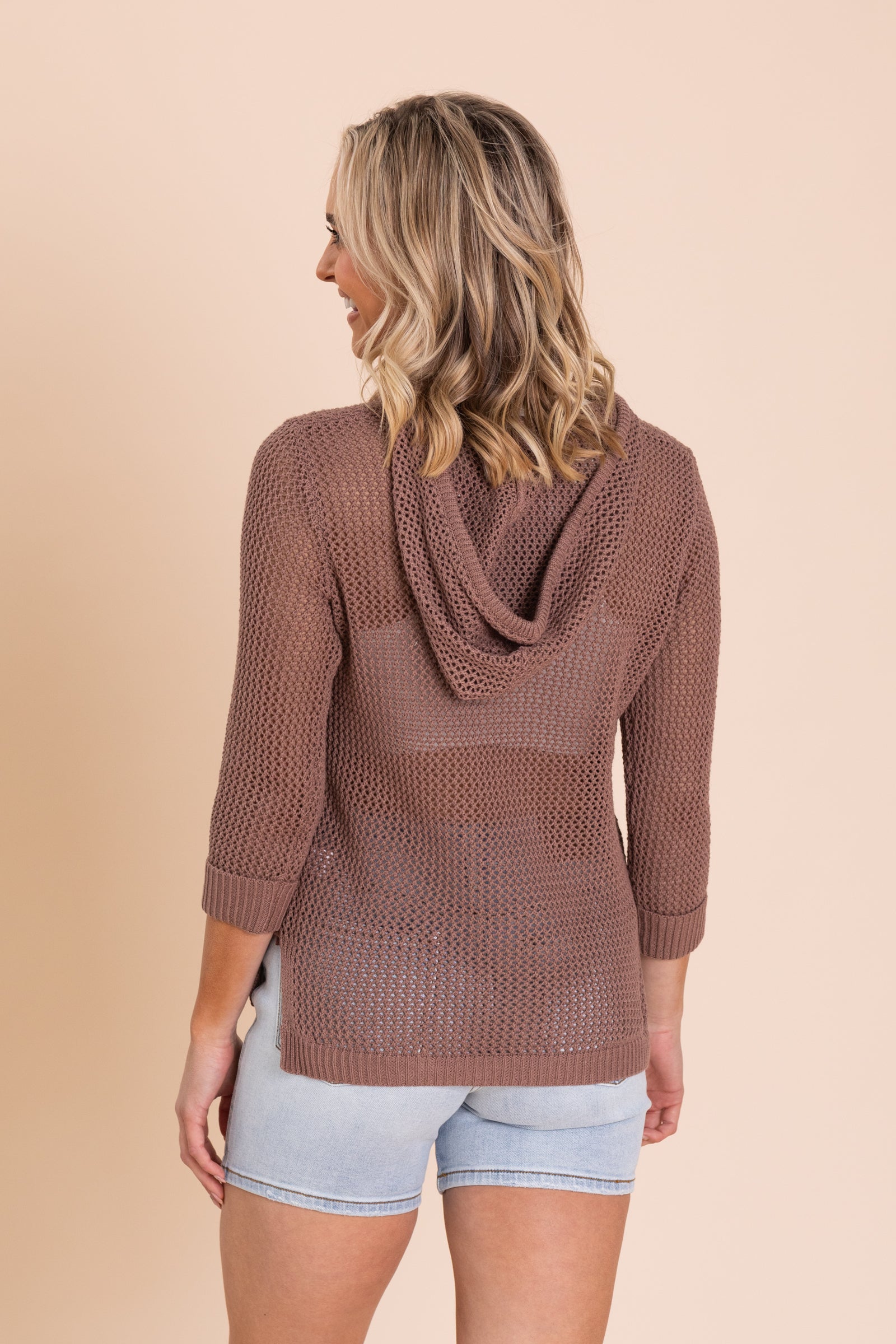 Fish Net Hoodie Lightweight Knit Top