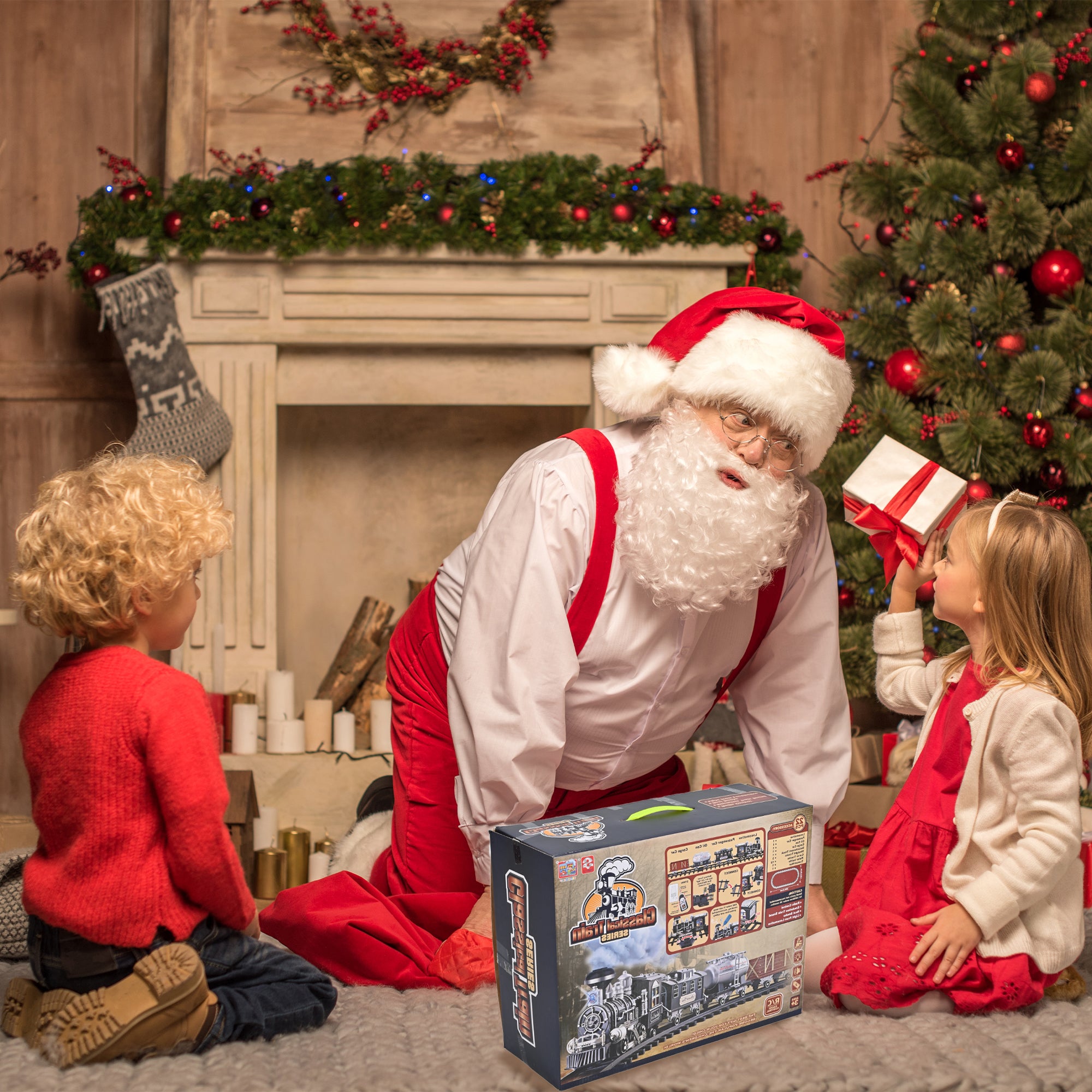 FANL Classic Train Set with Smoke， Sound and Light， RC Train Toy ， Birthday Gift for Boys and Girls