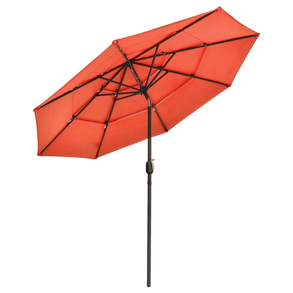 10 Foot Tilting Outdoor Patio Umbrella 3-TieredCherry Tomato