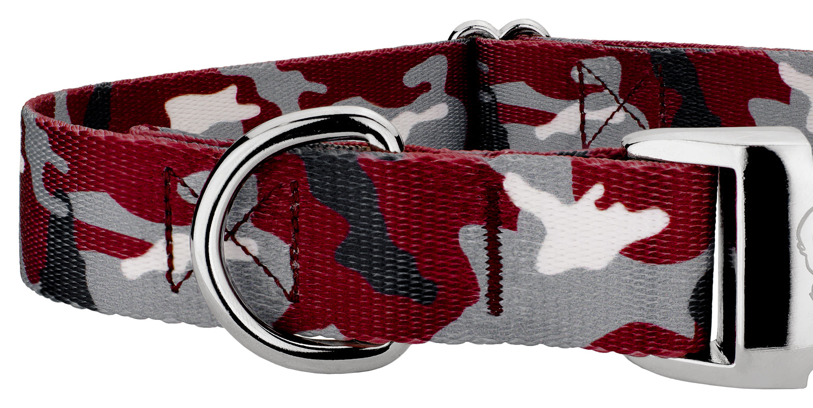 Country Brook Petz® Premium Crimson and White Camo Dog Collar and Leash， Small