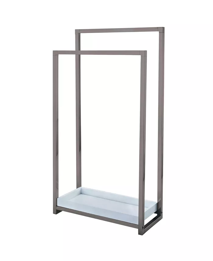 Kingston Brass Pedestal 2-Tier Steel Construction Towel Rack with Wooden Case
