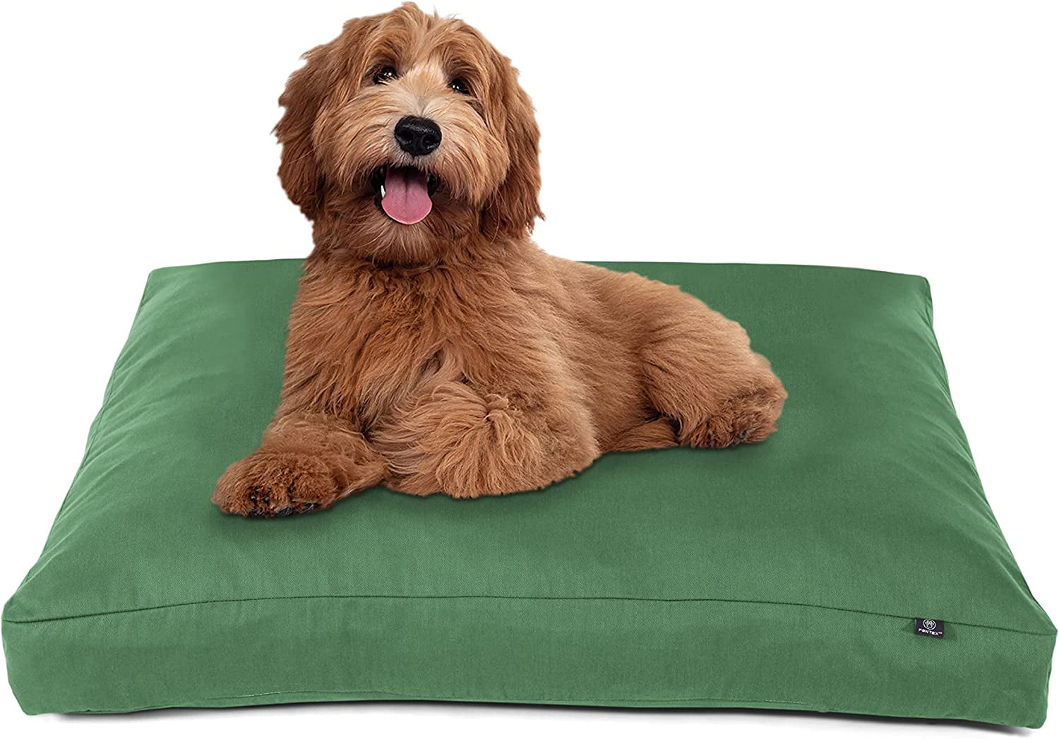 PawTex Olive Green Thick Rectangular Dog Bed Durable Pet Sleeping Cushion Dog and Cat Beds with Removable Washable Cover 27x36