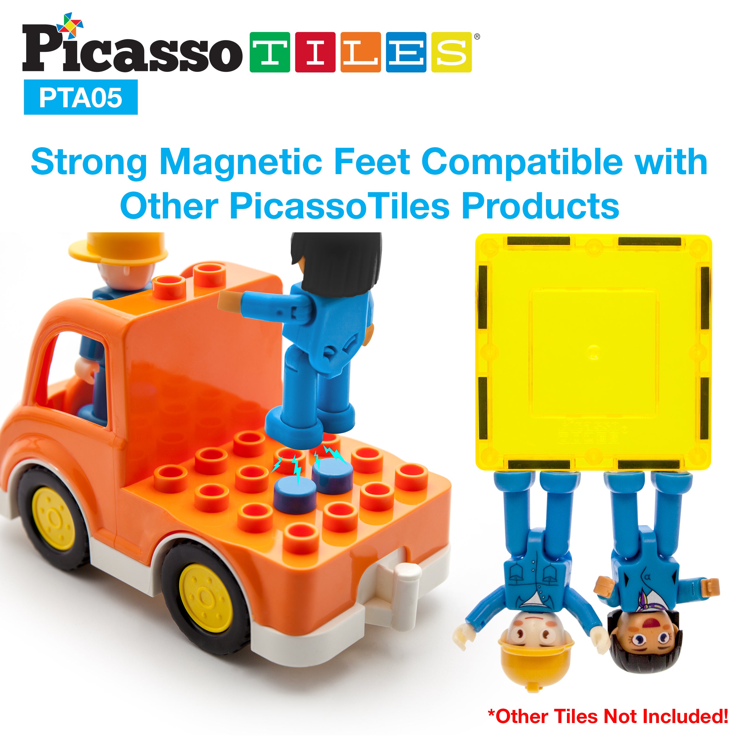 PicassoTiles 5 Piece Vehicle Character and Action Figure Expansion Set PTA05