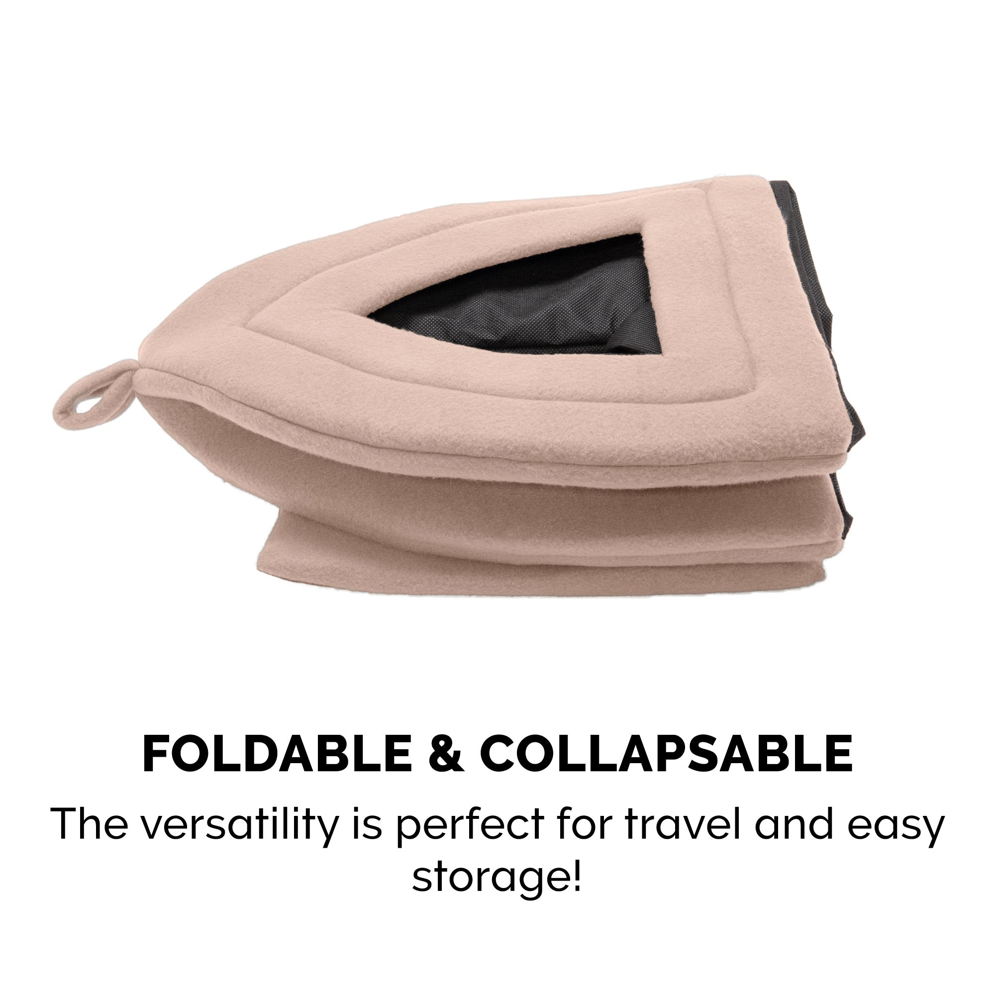 FurHaven | Fleece Hooded Tent House Pet Bed for Cats and Small Dogs， Beige Buff