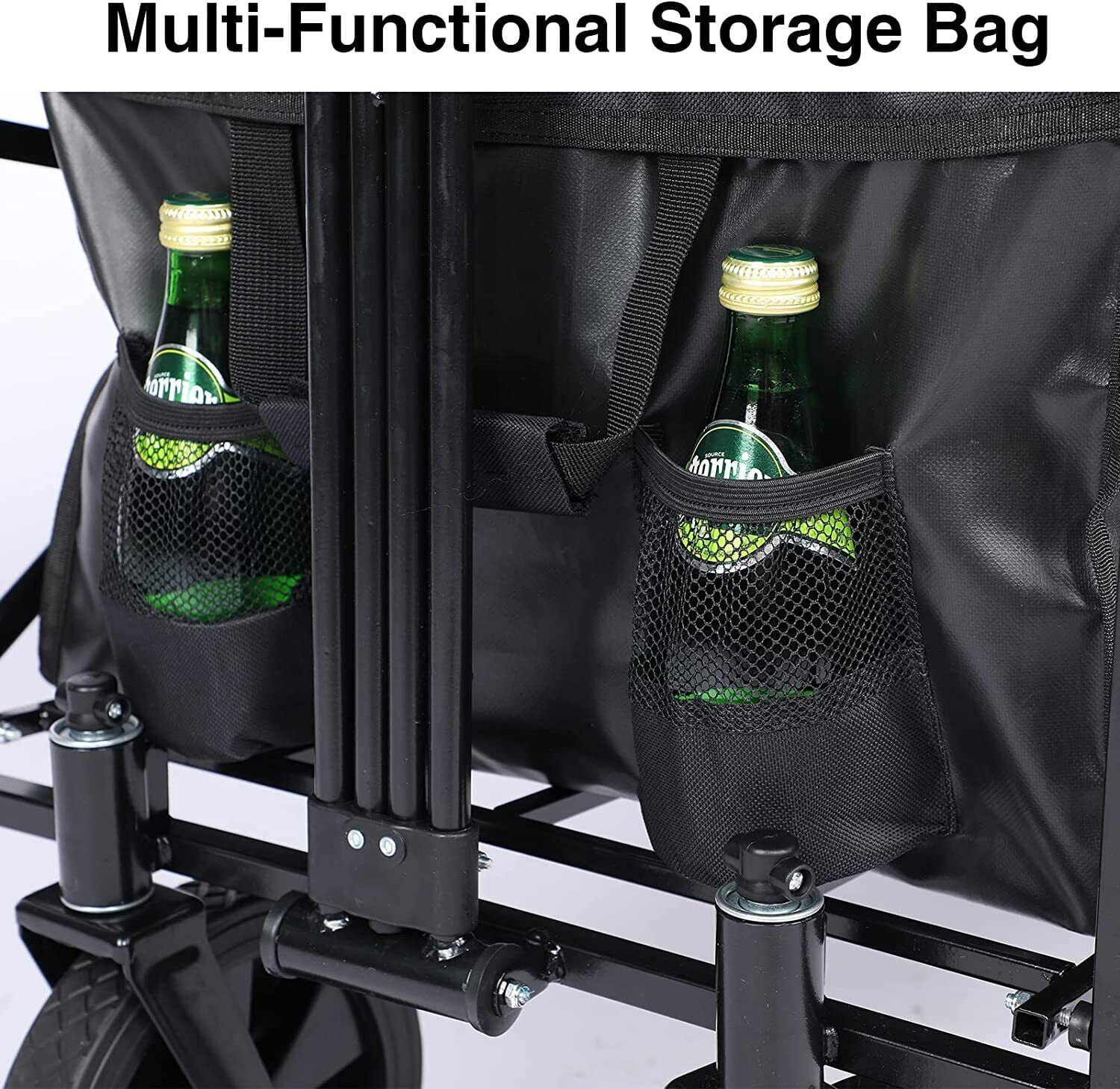 YSSOA Folding Utility Outdoor Garden Cart Wagon， 330LBS Heavy Loaded ，Black