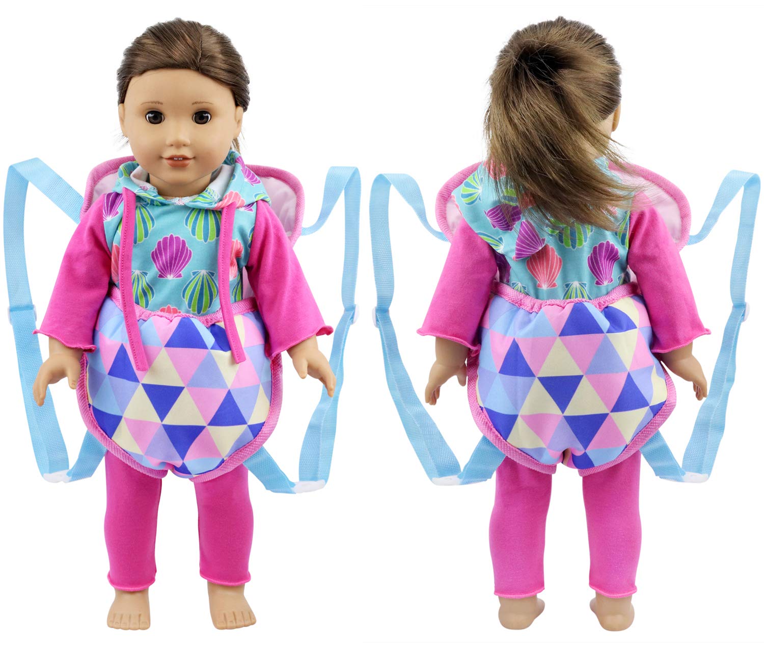 Amerteer Baby Doll Carrier Backpack Doll Accessories Front and Back Carrier with Straps for 15 Inch to 18 Inch Dolls