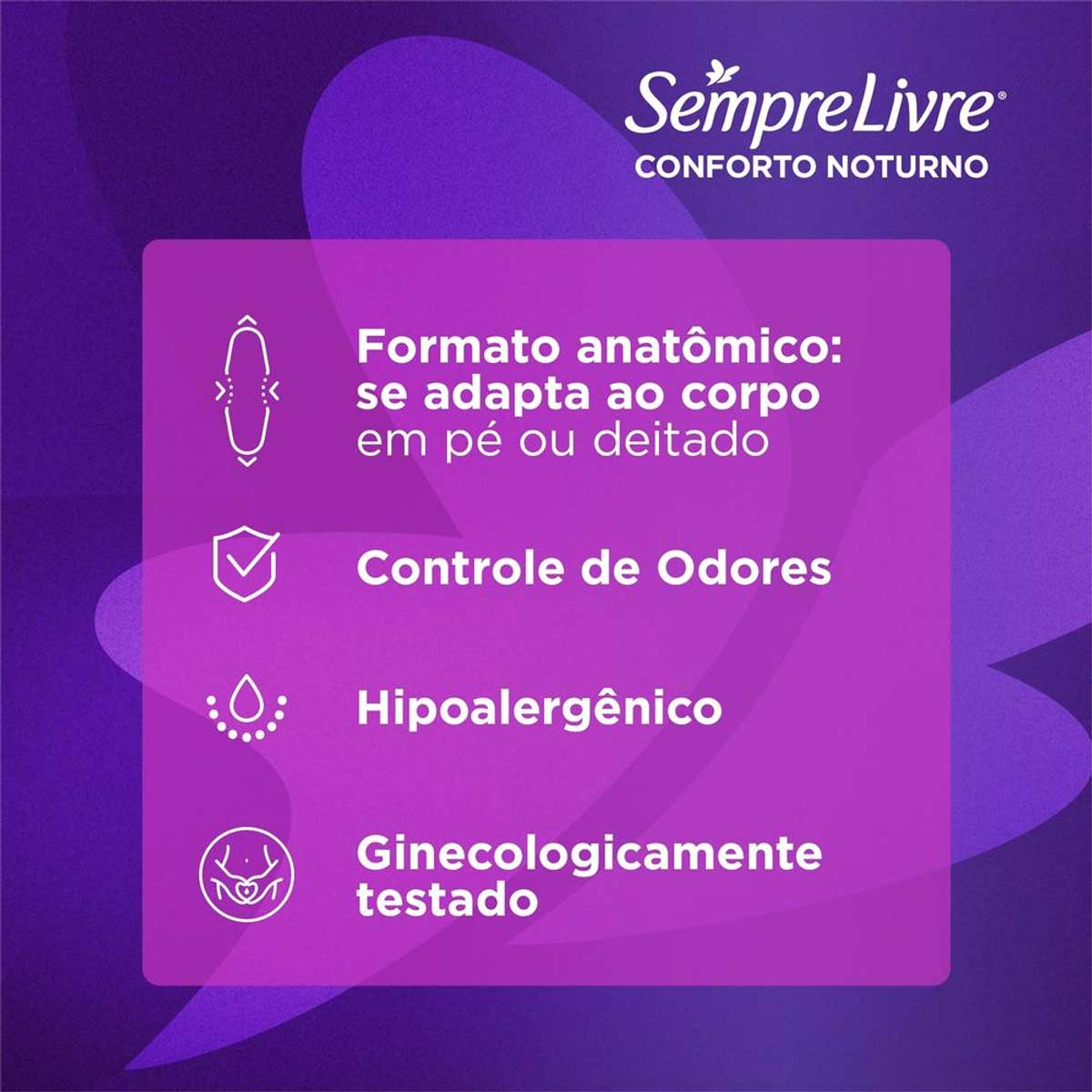 Absorvente com Abas Sempre Livre Conforto Noturno Suave 16 Unidades