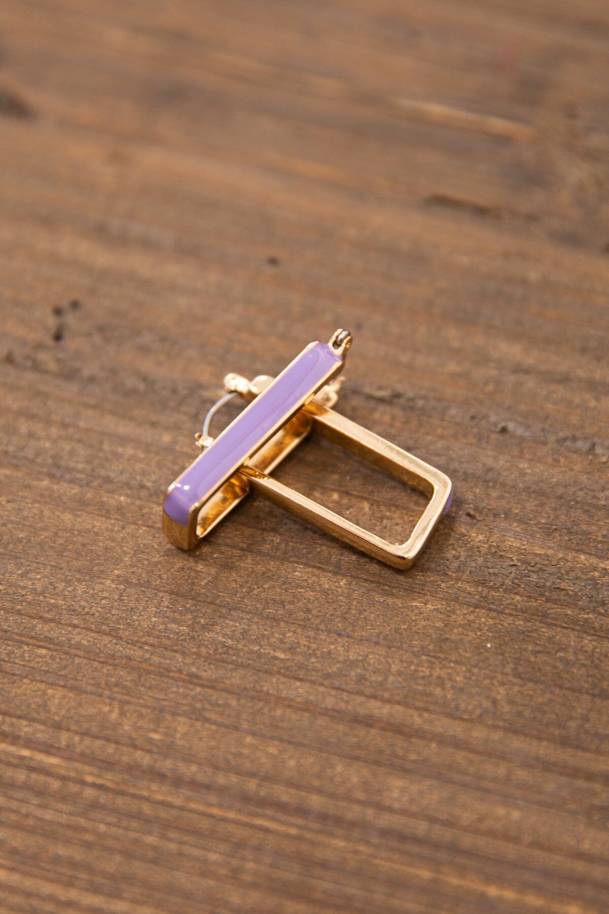 Lavender Enamel Rectangle Huggie Earrings
