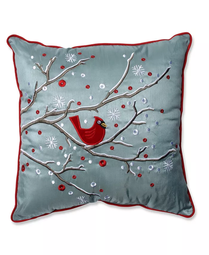 Pillow Perfect Holiday Cardinal on Snowy Branch 16.5