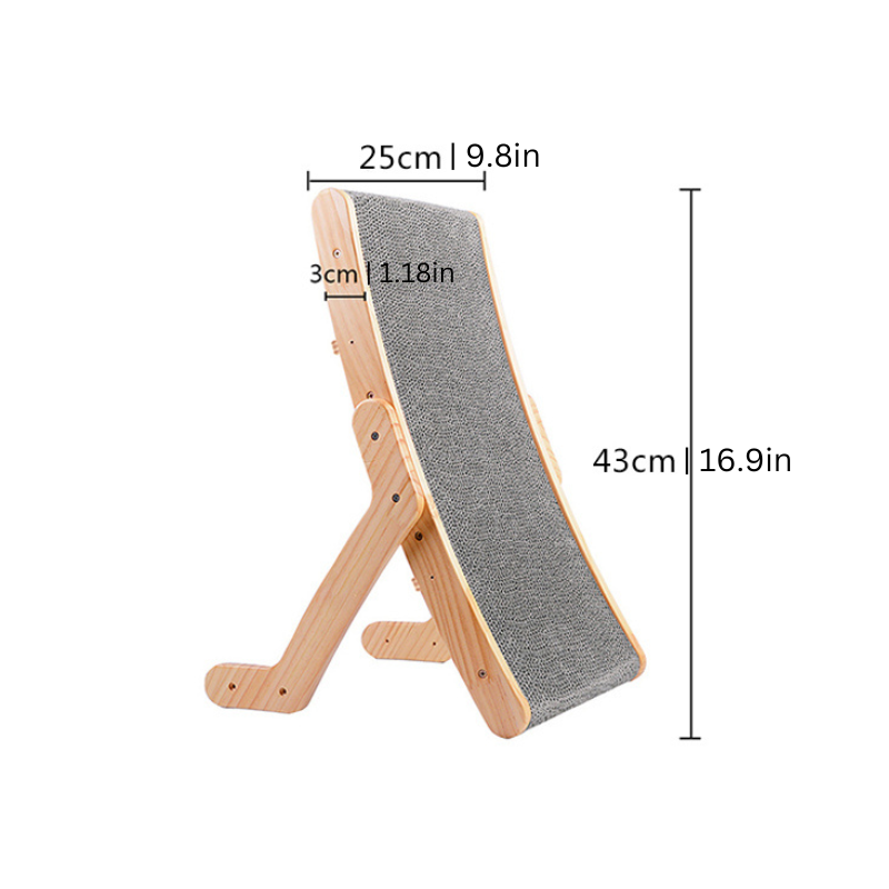 Wood Cat Scratcher Ramp – Ergonomic Curve for Healthy Claws & Play