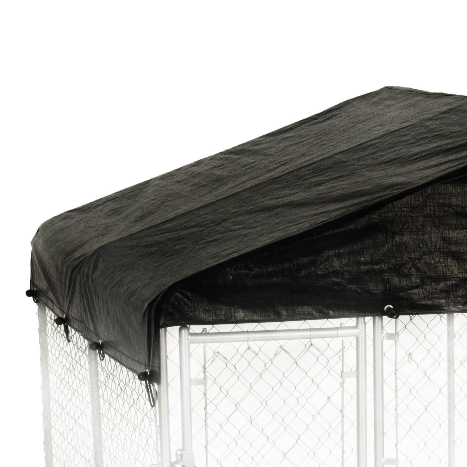 Lucky Dog 10 x 10 Ft Outdoor Steel Chain Link Dog Kennel and Waterproof Roof Cover