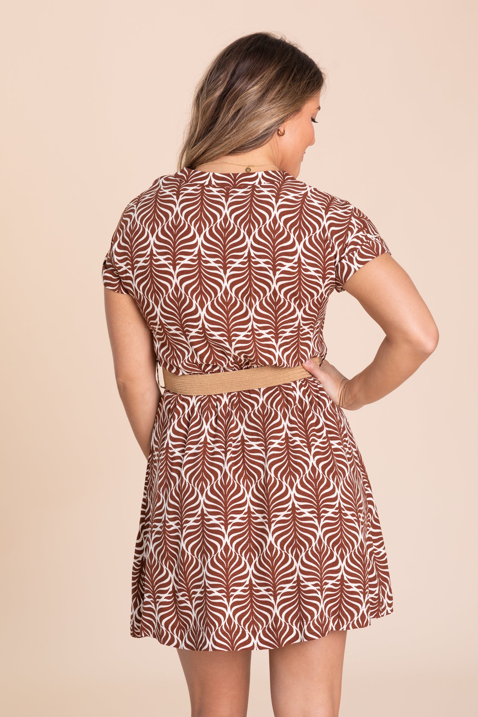 Geo Print Dress With Belt