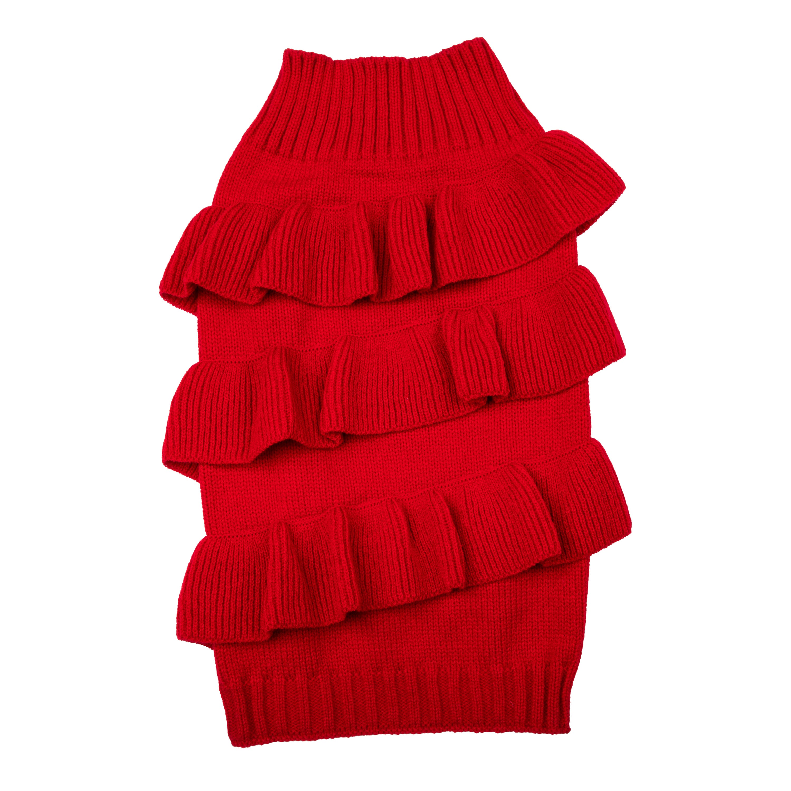 Christian Siriano， Dog Clothes Ruffle Dog or Cat Sweater， Red， XS