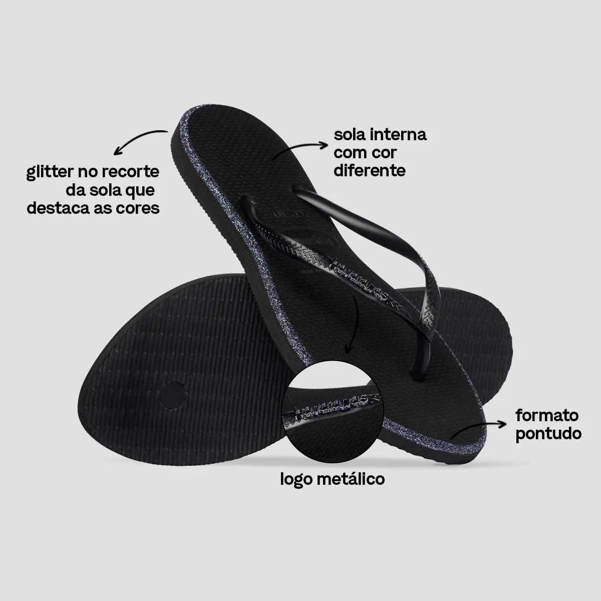 Chinelo Havaianas Slim Point Glitter