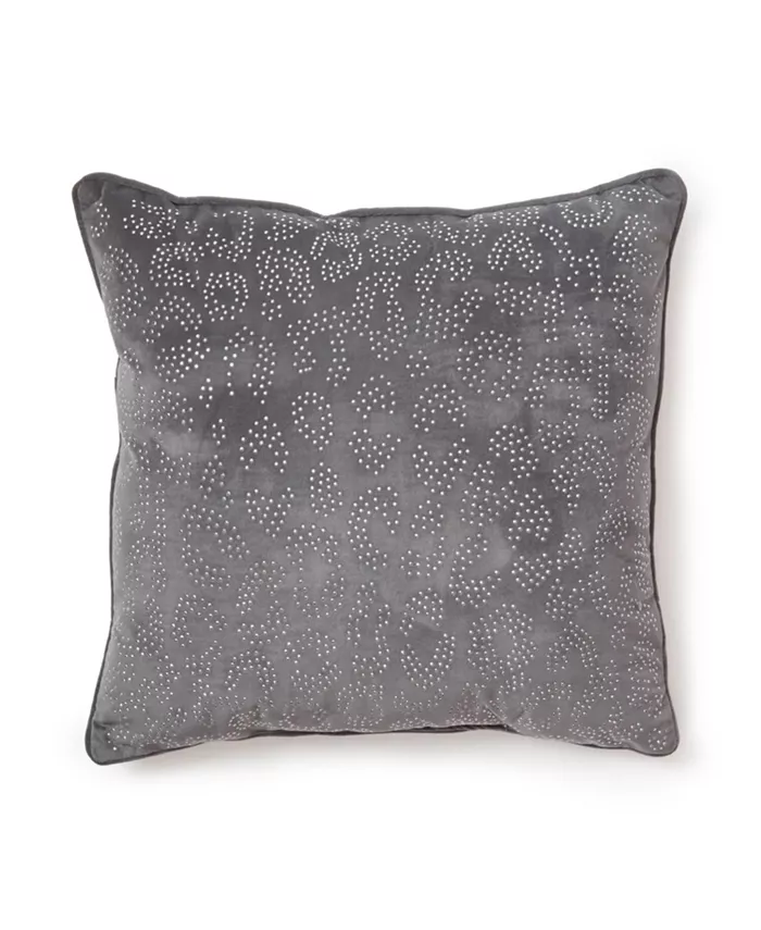 Dormify Leopard Studded Velvet Square Pillow， 20