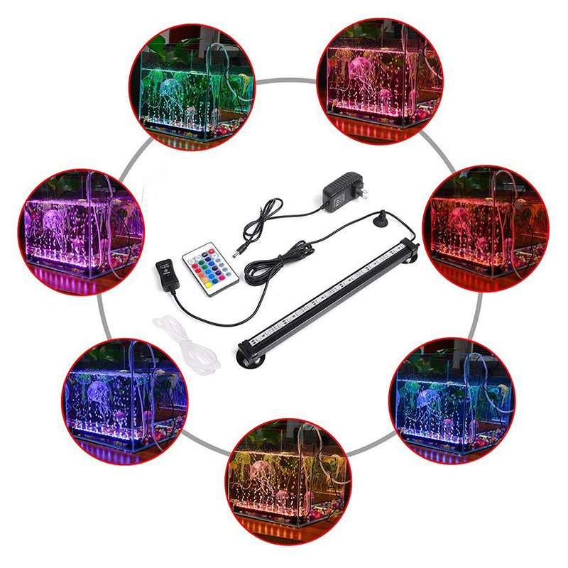iMeshbean 3.5W Underwater Aquarium Air Bubble LED Light Fish Tank RGB Submersible Lamp + Remote， 10in