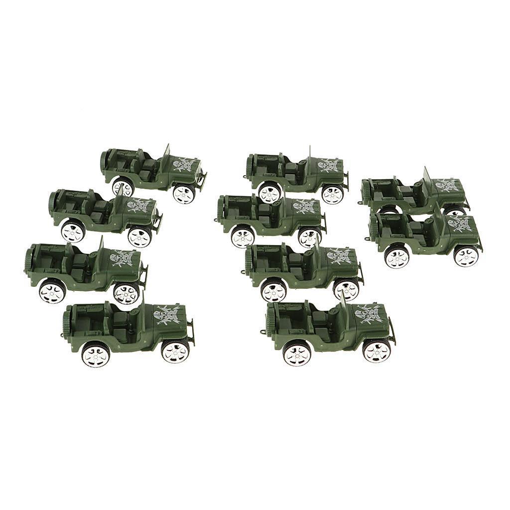 10 Pieces of Car Vehicle Models Toy Soldier Action Figure Accessories