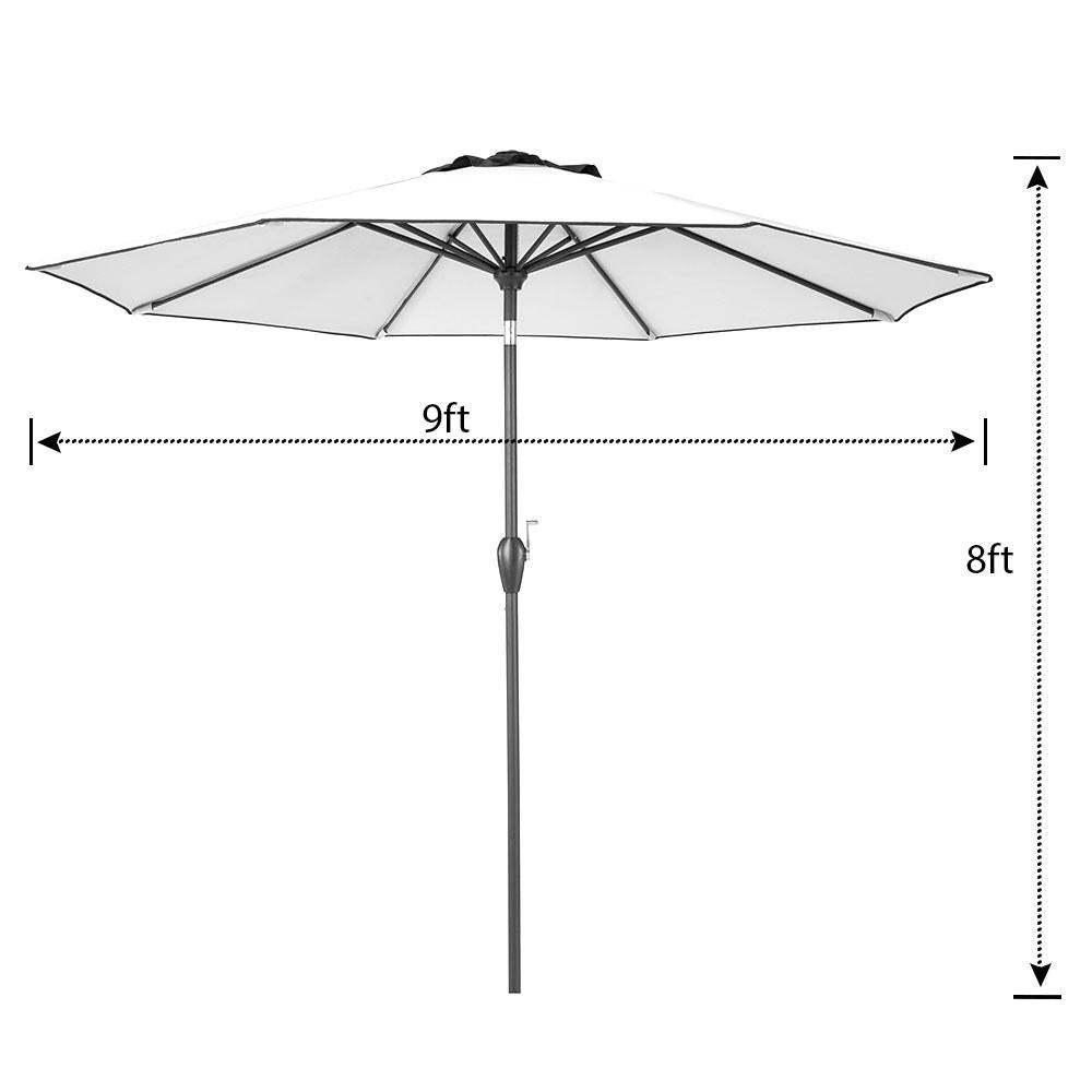 POLYTEAK Outdoor Patio Umbrella, UV Fade Resistant Umbrella with Easy Open Crank and Push Button Tilt Mechanism, (9FT, Beige Tan)