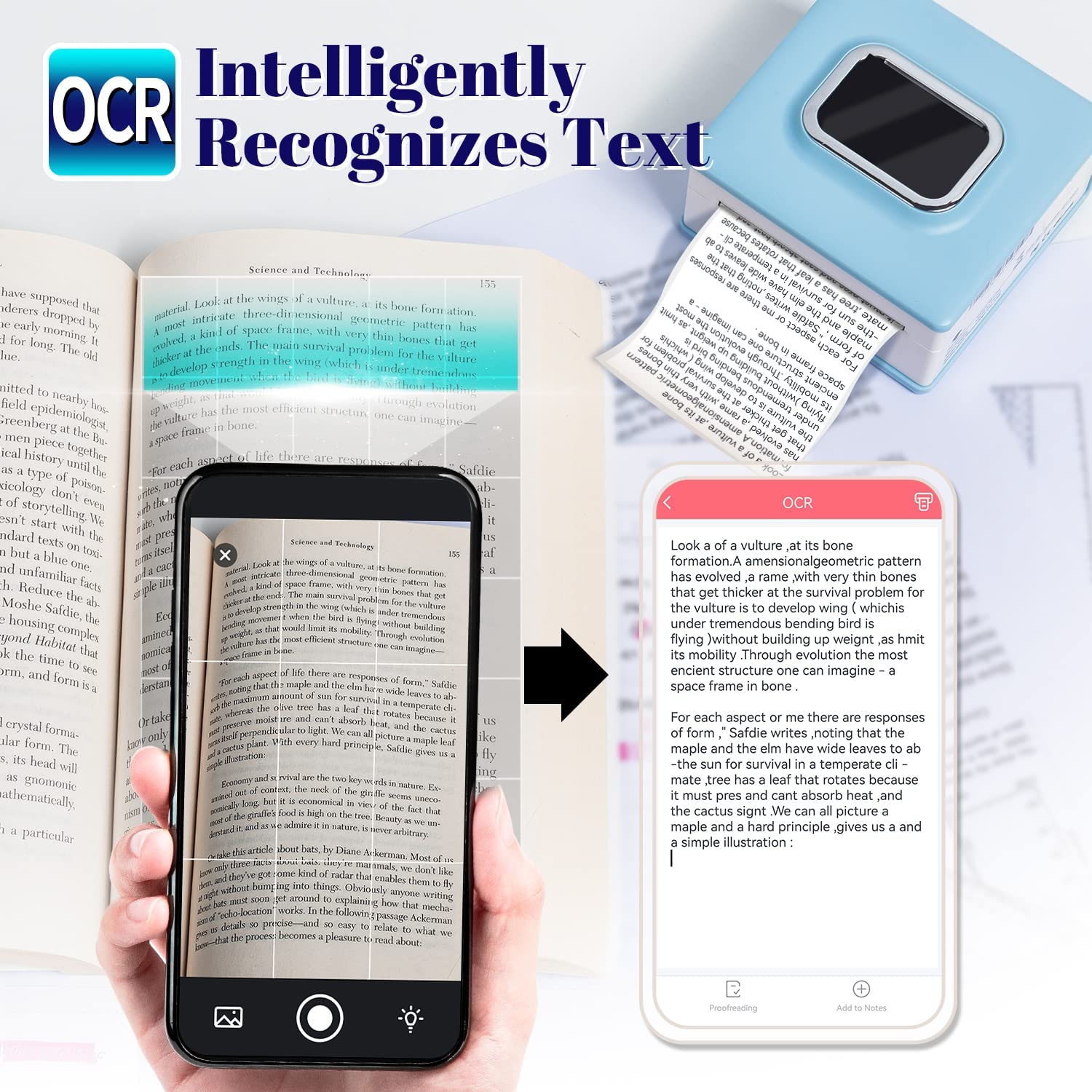 Portable Mini Sticker Printer, M02D Portable Wireless Printer with 1 Roll Paper, Compatible with iOS Android, Pocket Printer for Small Business, Bullet Journal, Work Plans, Memos