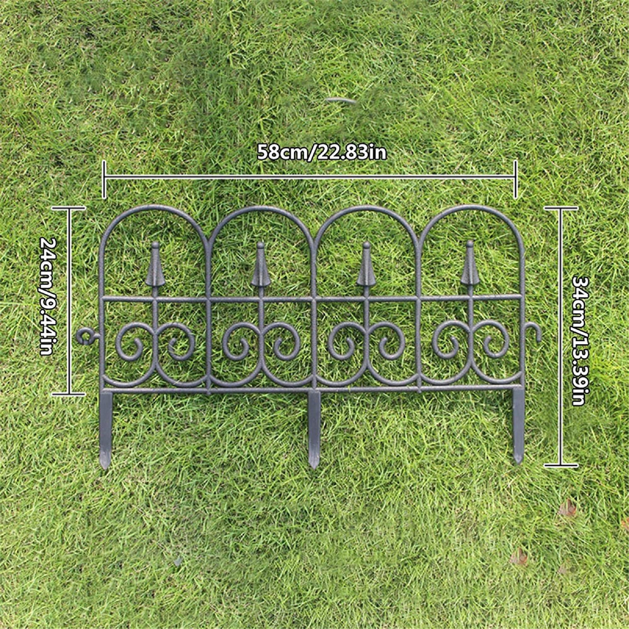 5PCS Garden Fence, Outdoor Coated Metal Rustproof Landscape Decorative Fencing Panels