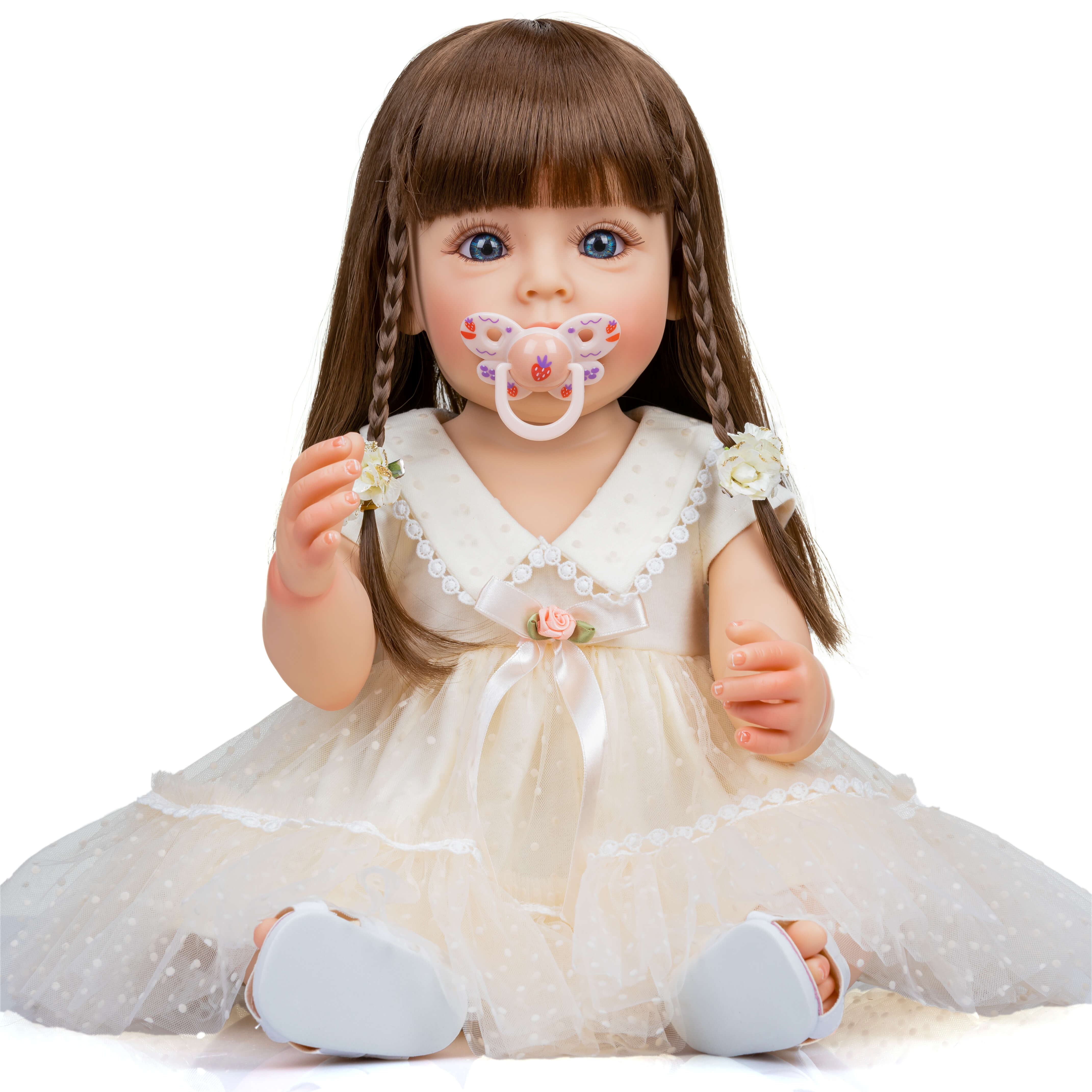 Reborn Dolls Lifelike Girls Long Hair 22 inch Reborn Baby Dolls Full Body Silicone Newborn Babies Realistic Girls