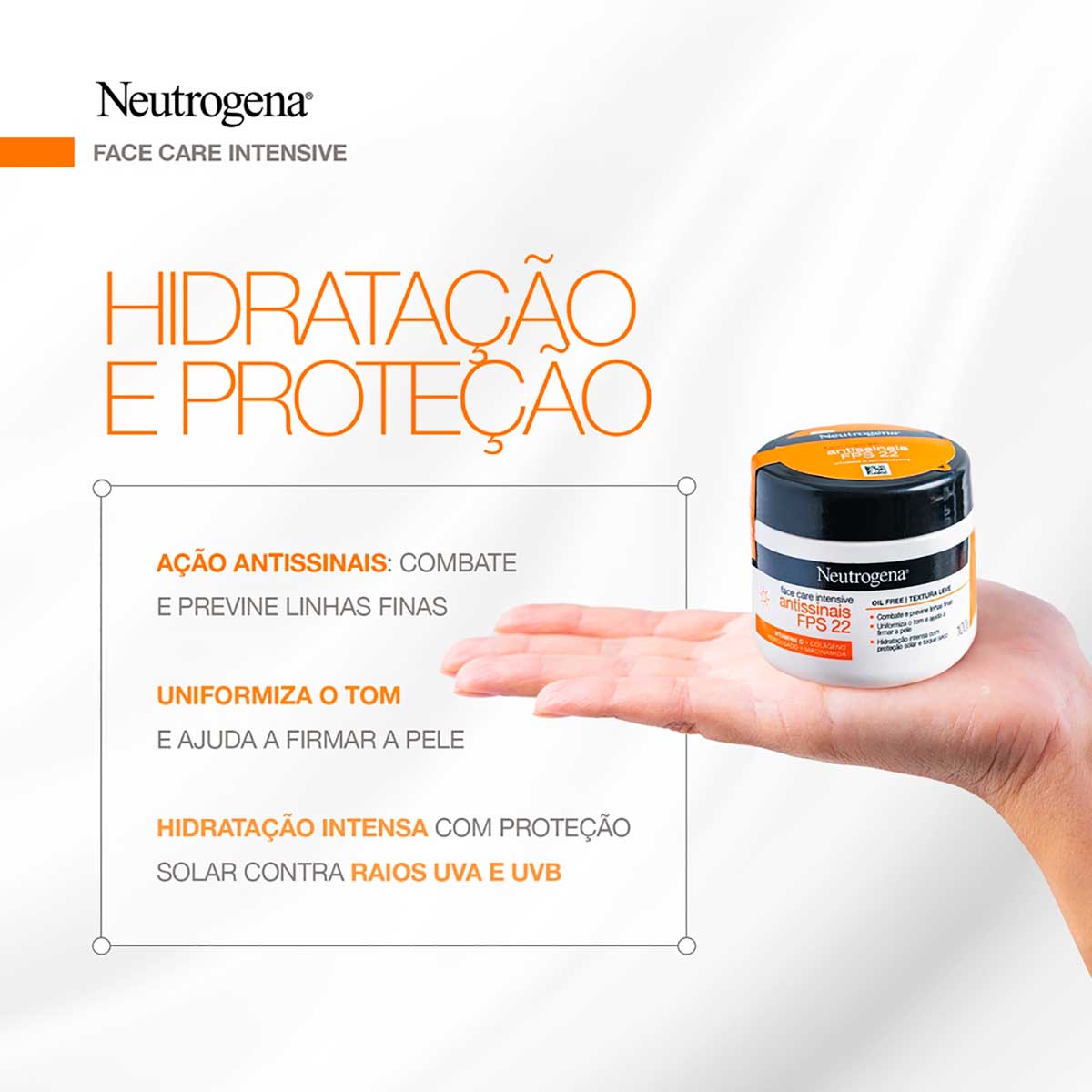 Hidratante Facial Antissinais FPS 22 Neutrogena Face Care Intensive 100g