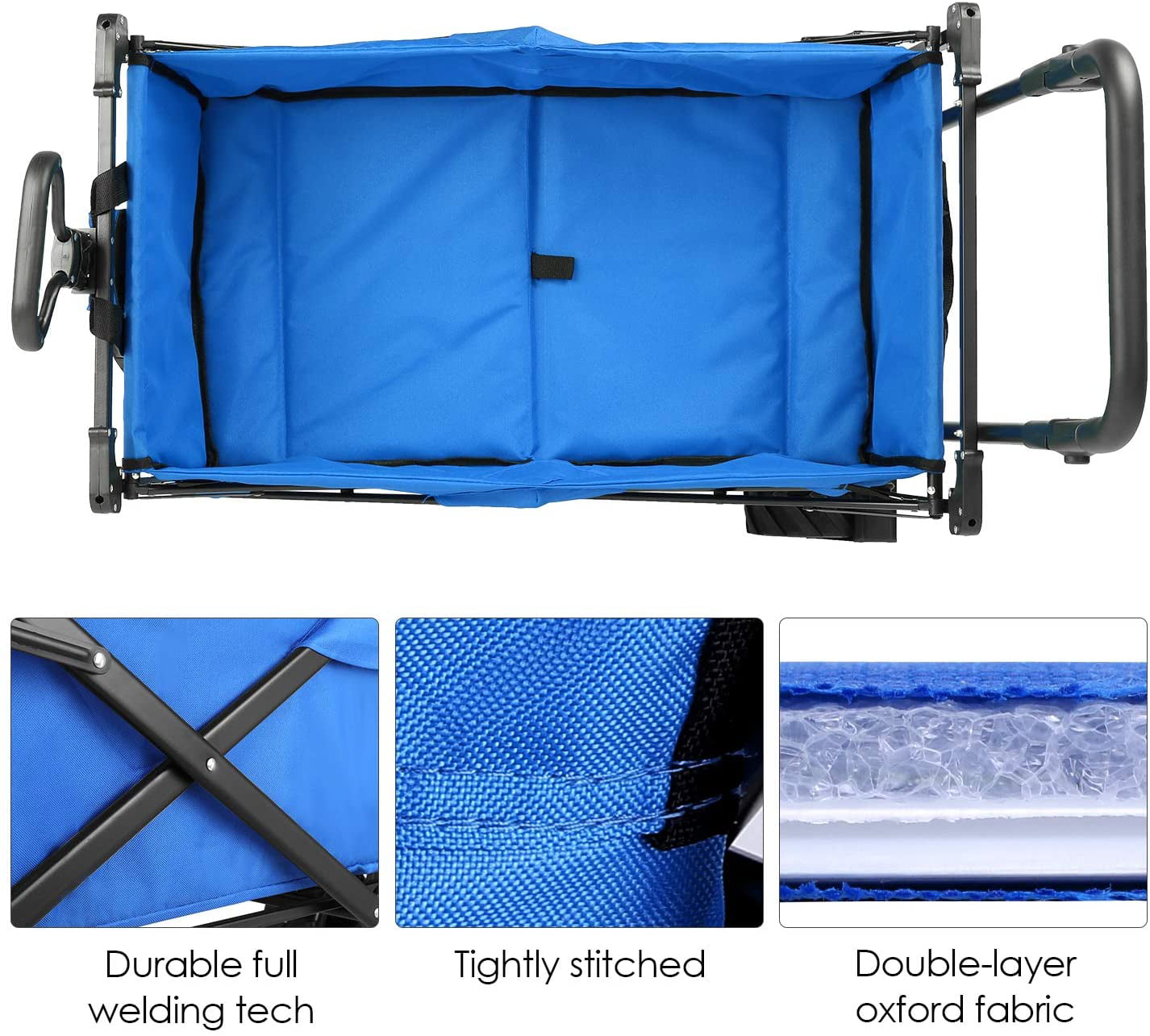 HEMBOR All-Terrain Folding Utility Beach Wagon Cart W/ Removable Canopy