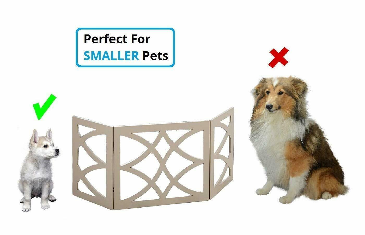 Gray Wood Pet Dog Gate Foldable Adjustable 3-Section Freestanding Extra Wide. Keeps Pets Safe Indoors/Outdoors - Fully Assembled