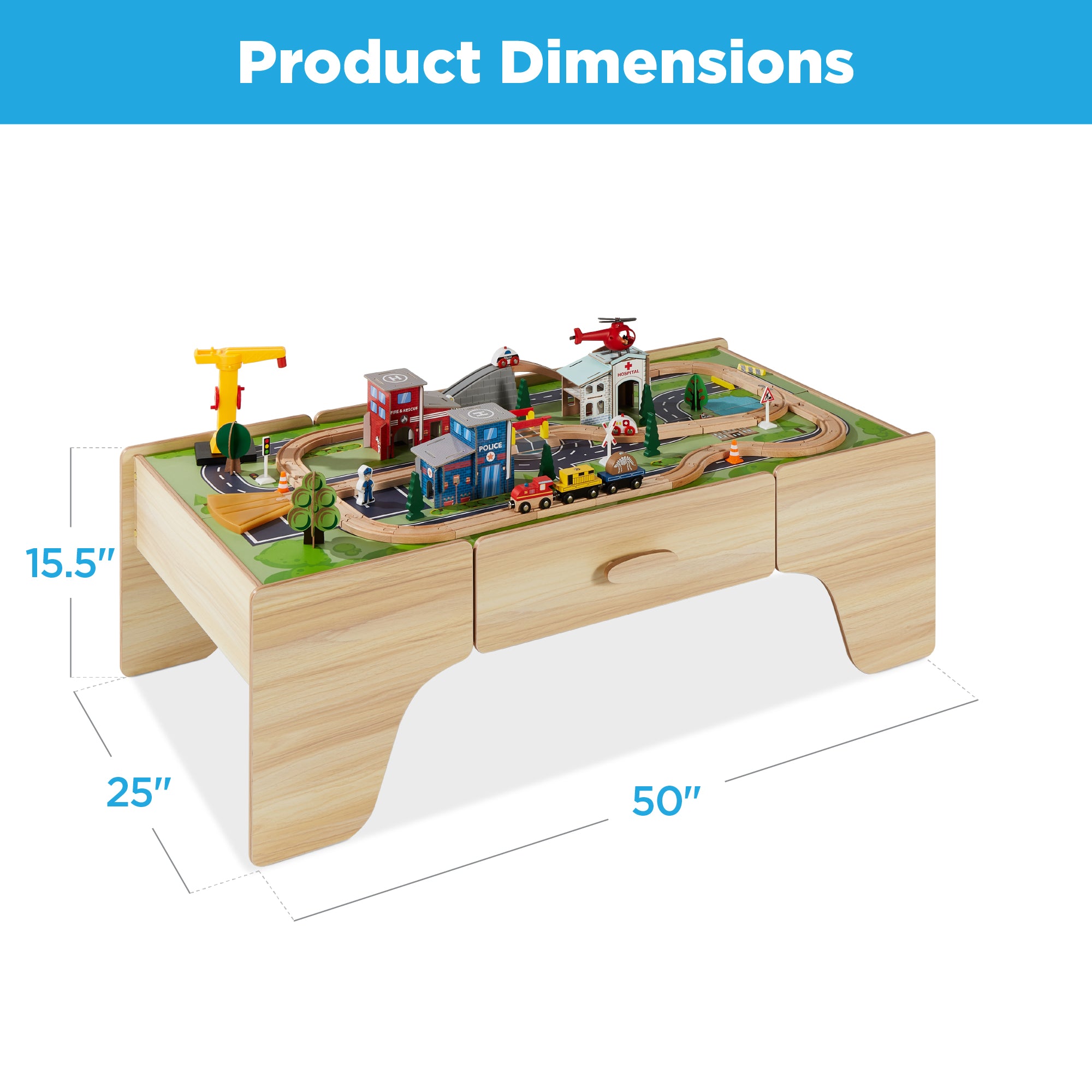 Best Choice Products 35-Piece Train Table， Large Multipurpose Wooden Playset for Children w/ Reversible Table Top