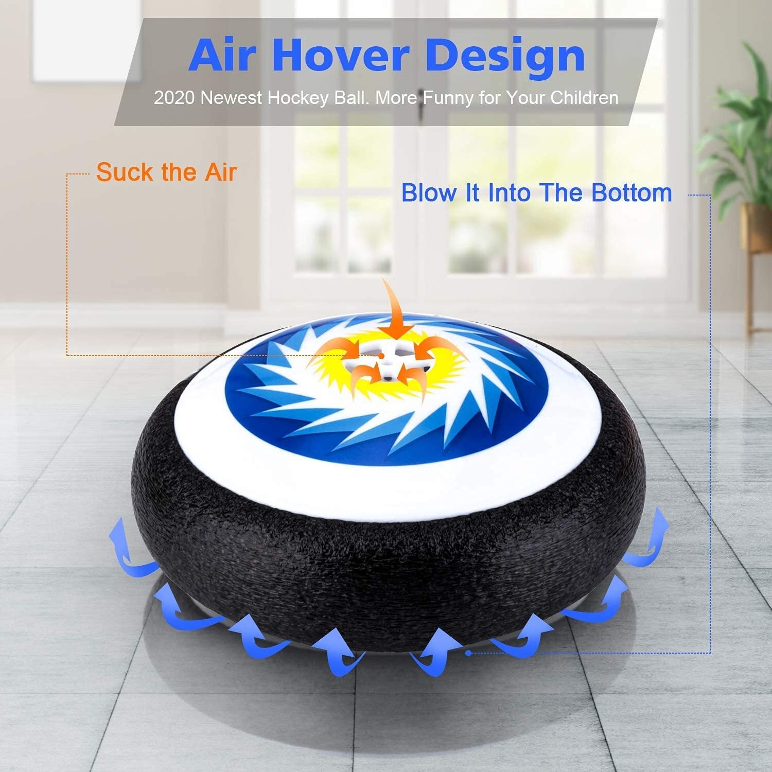 Beefunni Hover Hockey Set with 2 Hover Soccer Goals， Air Power Training Ball Playing Hockey Game for 3 - 12 Year Old Boys Girls