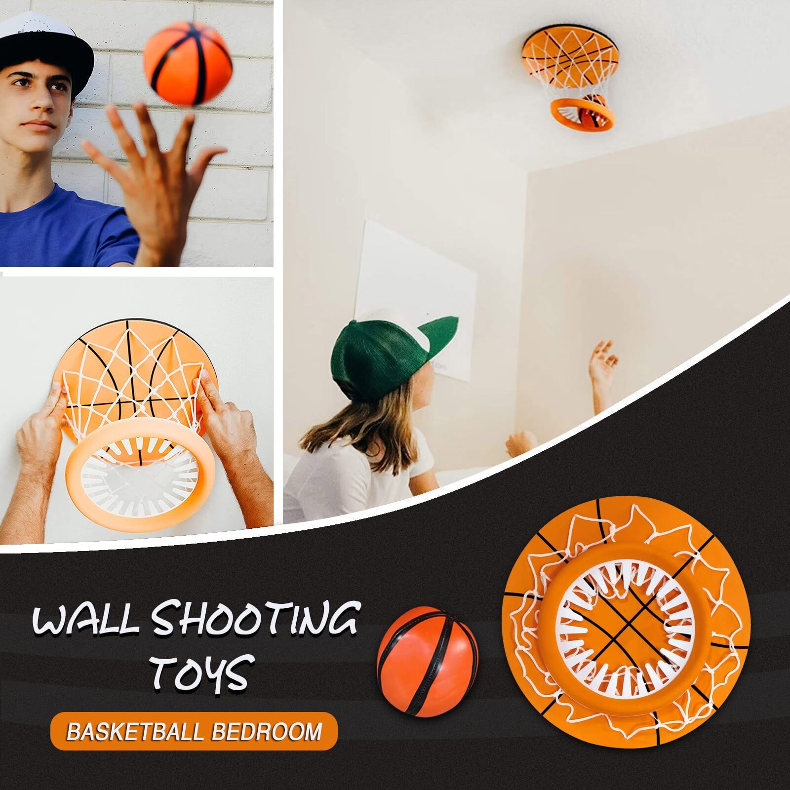 Plutyo Ceiling Sport Indoor Mini Basketball Hoop For Kids Toy Game Shooting Toy Bedroom