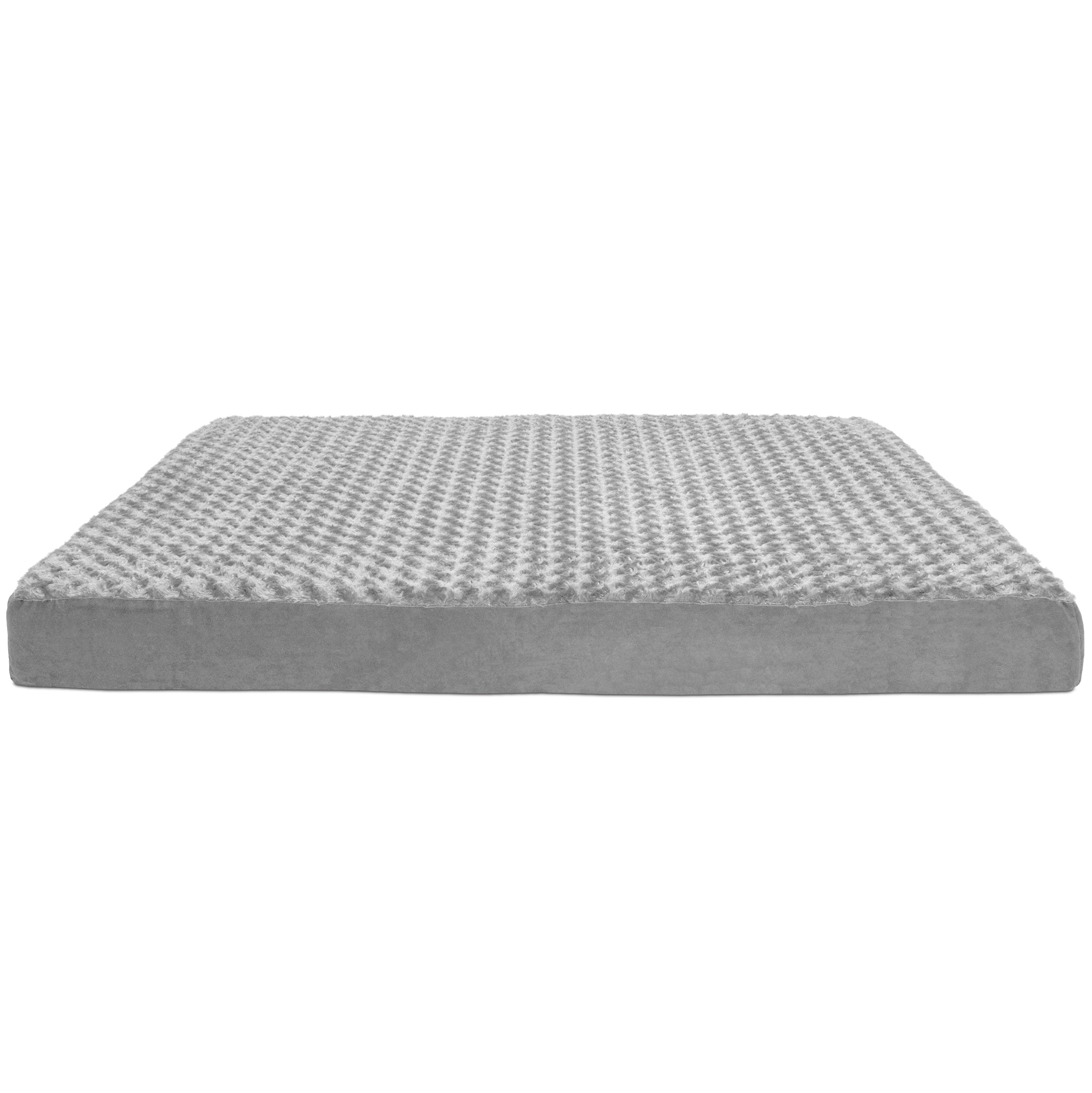 FurHaven | Deluxe Memory Foam Ultra Plush Mattress Pet Bed for Dogs and Cats， Gray， Jumbo Plus