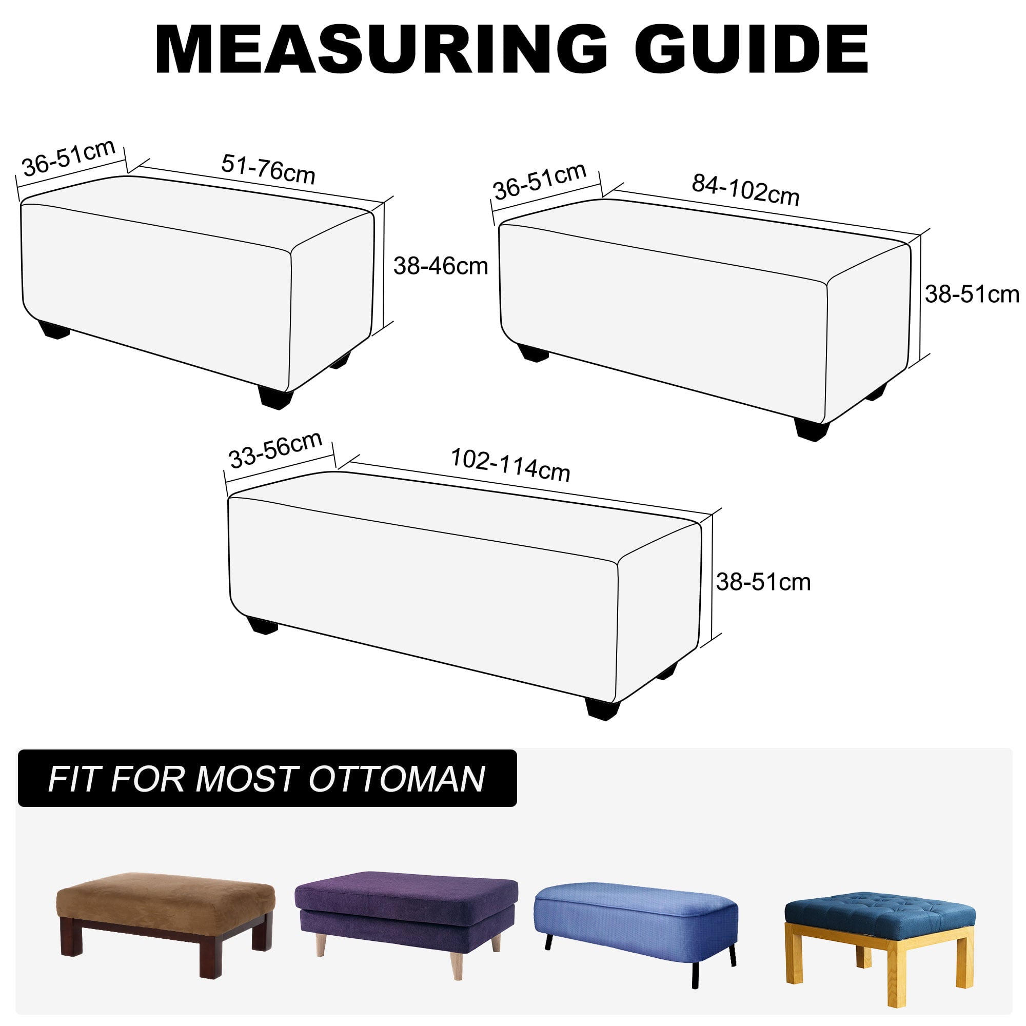 PiccoCasa Stretch Ottoman Slipcover Jacquard Rectangle Footstool Cover Burgundy Small