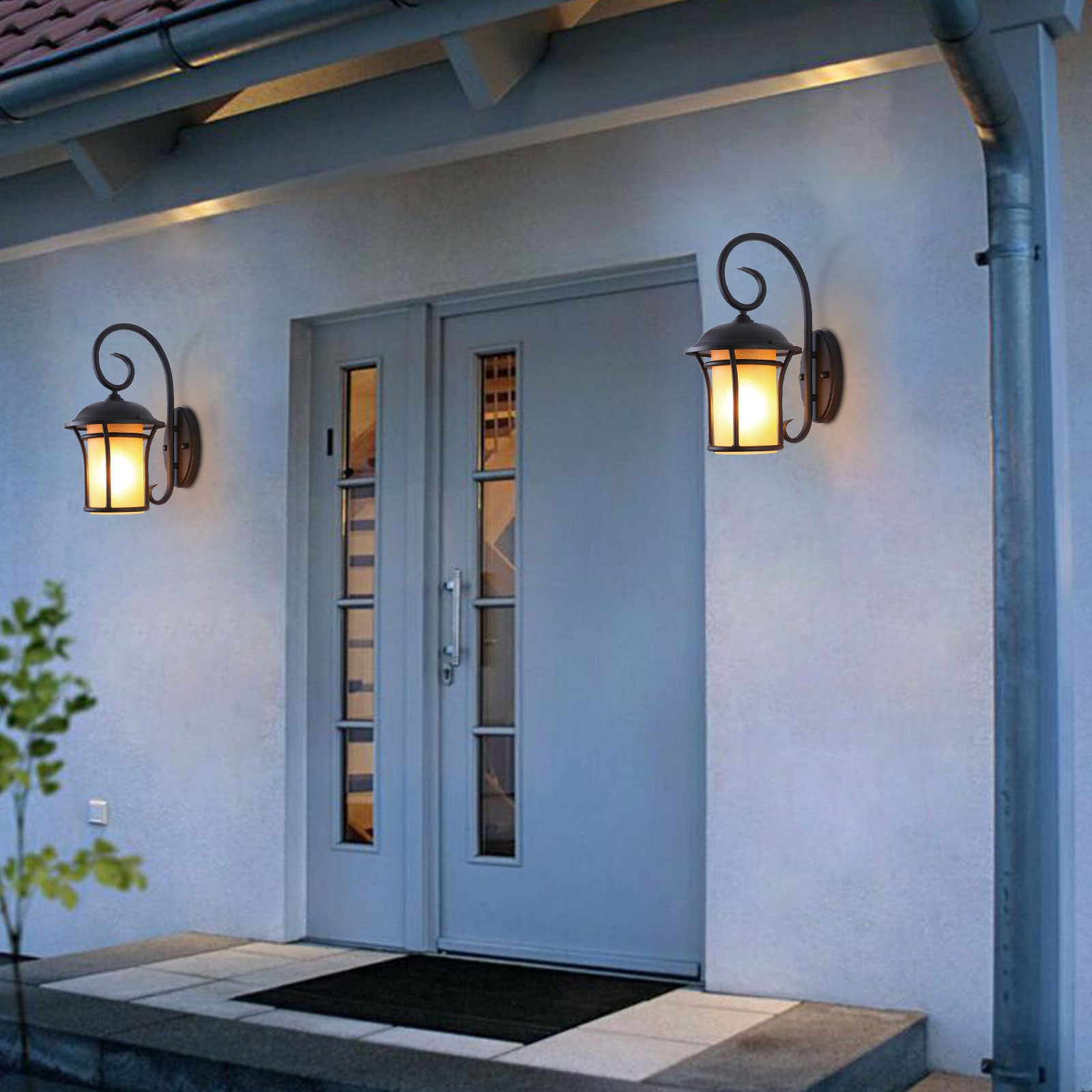 Loyalheartdy Waterproof Outdoor Wall Light, Exterior Wall Lantern Lamp Ground Glass Outside House Sconces Light for Porch Patio