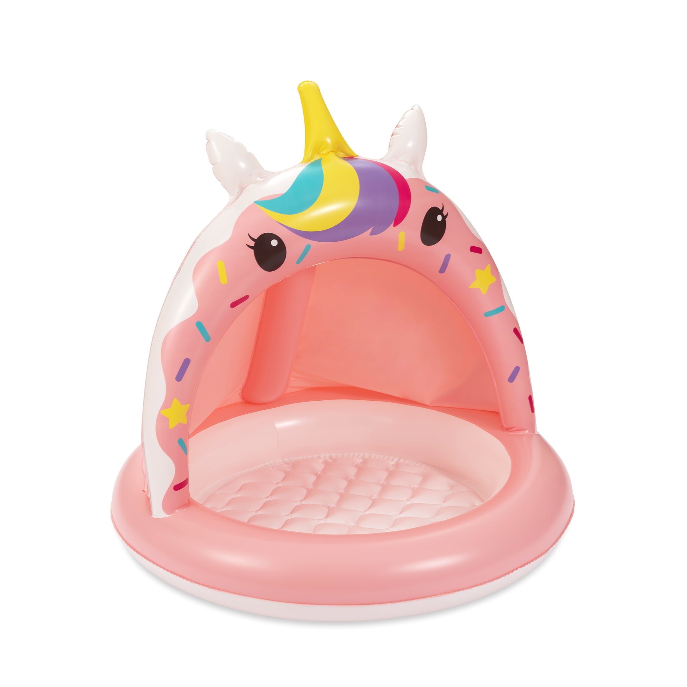 Play Day Inflatable Unicorn Shade Pool， Round， Pink， Ages 1-3， Unisex