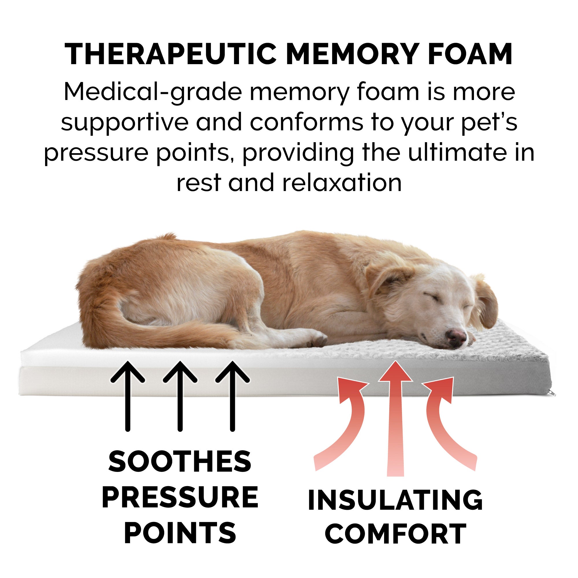 FurHaven | Deluxe Memory Foam Ultra Plush Mattress Pet Bed for Dogs and Cats， Gray， Jumbo Plus