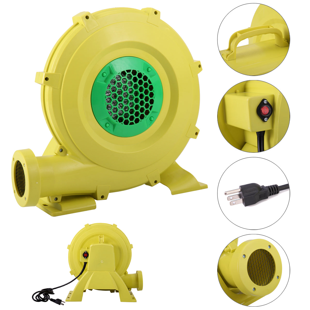 TOBBI 680 Watt 1.0HP Air Blower Pump Fan For Inflatable Bounce House Bouncy Castle， Yellow