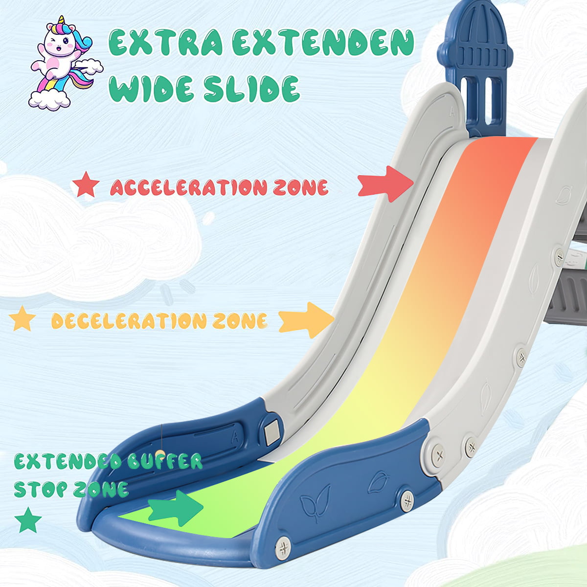 4 in 1 Toddler Slide and Swing Set， Kid Indoor Playground， Combination Slide Swing with Basketball Hoop， Extra Long Slide