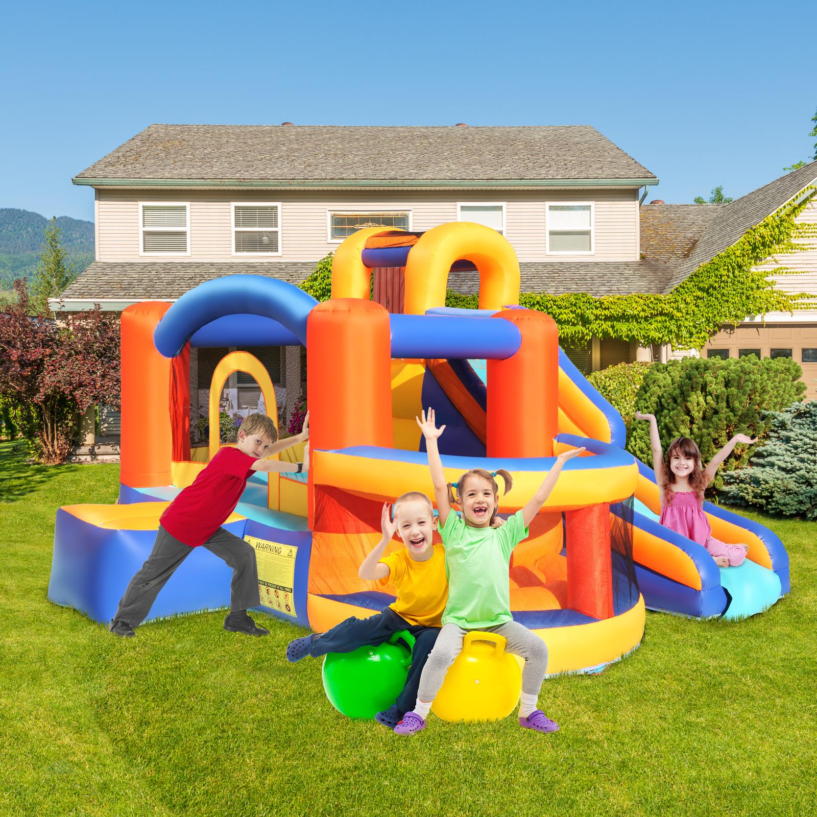 Ktaxon Inflatable Bouncer House Castle Ball Pit Jumper Play Slide with 680W Blower